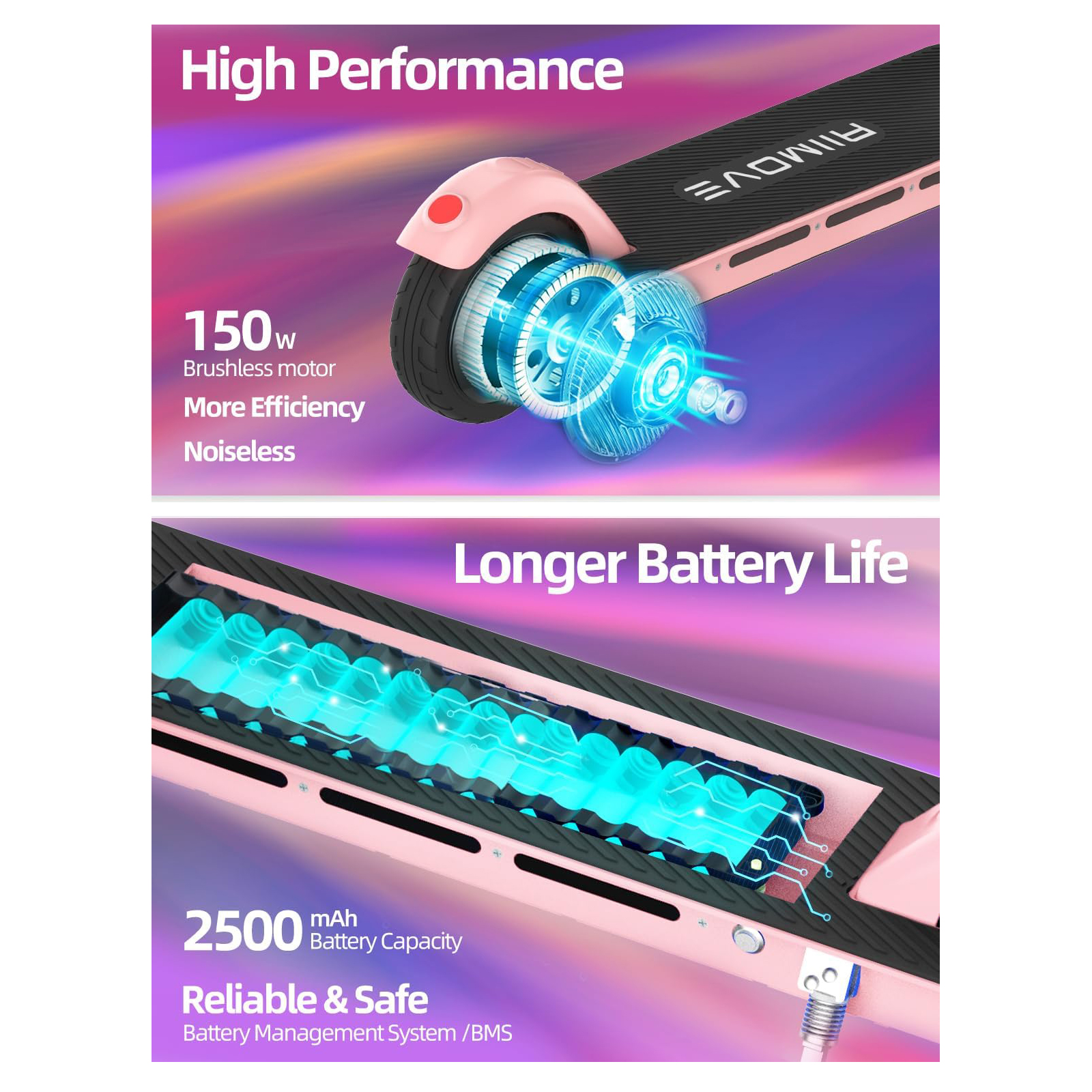 X2 Plus Electric Scooter for Kids Ages 6-12, 150W Motor Provides Up to 8 MPH and 5 Miles of Range