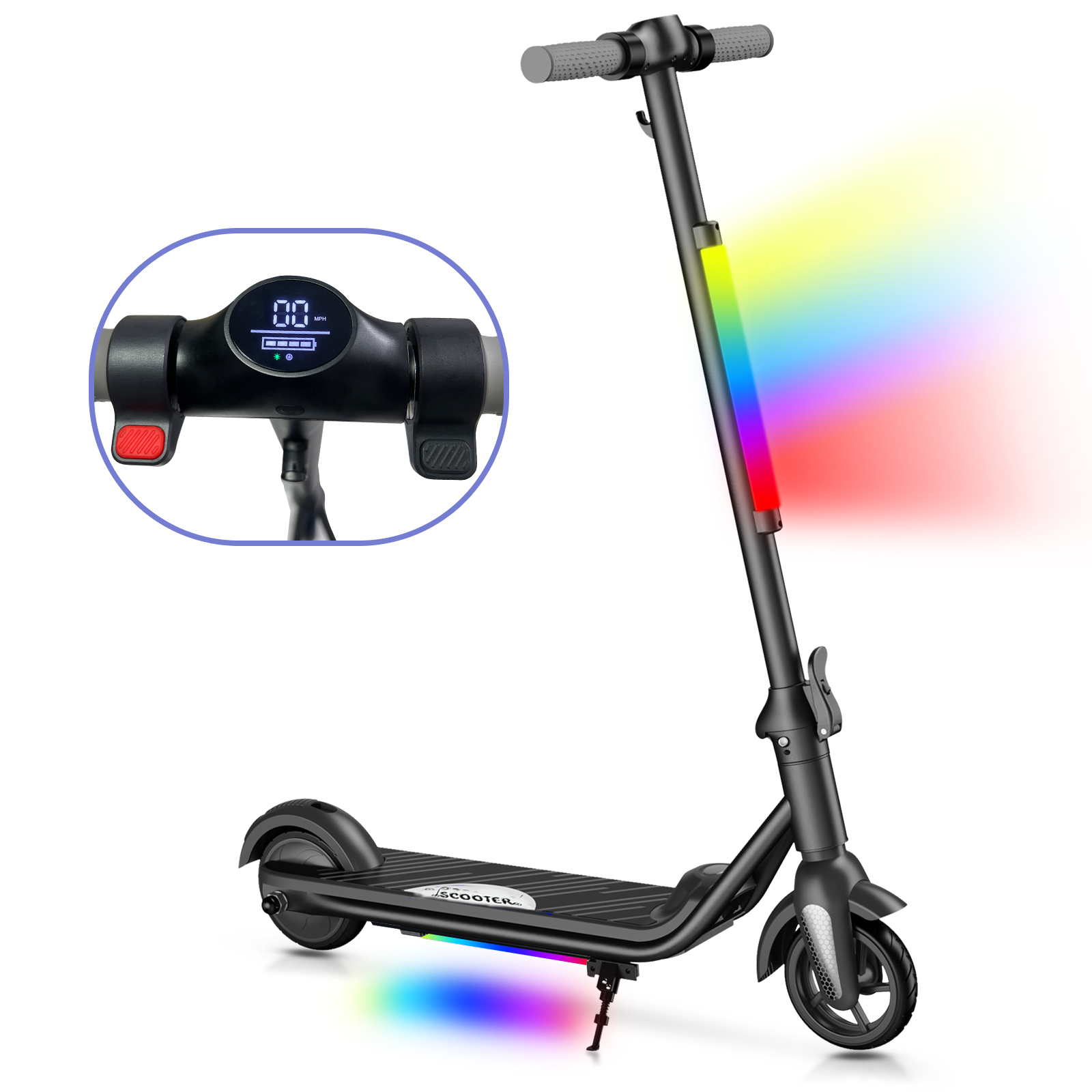 F6S Electric Scooter Children's Folding Electric Scooter, 8KM, 130W, LED Display, 14km/h