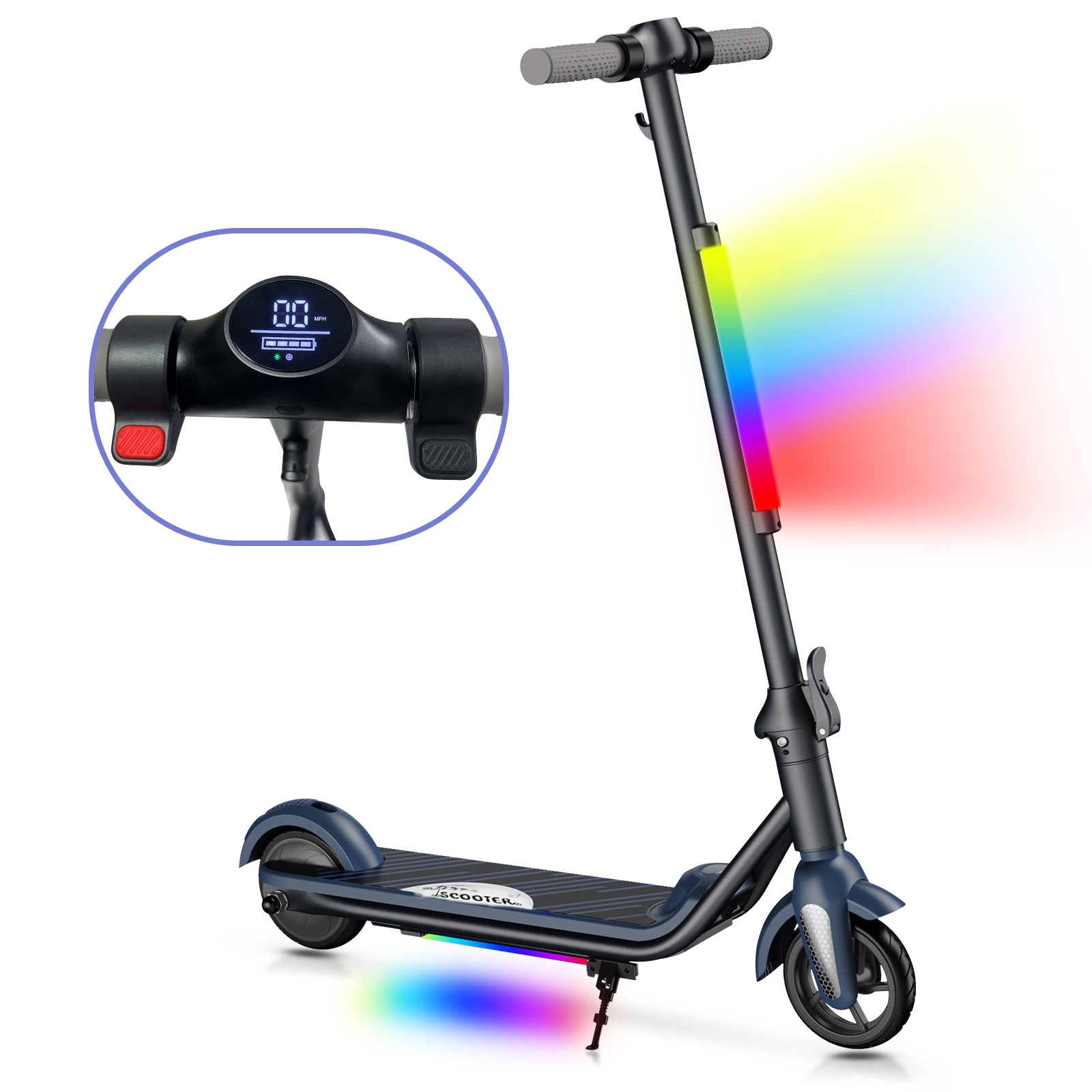 F6S Electric Scooter Children's Folding Electric Scooter, 8KM, 130W, LED Display, 14km/h