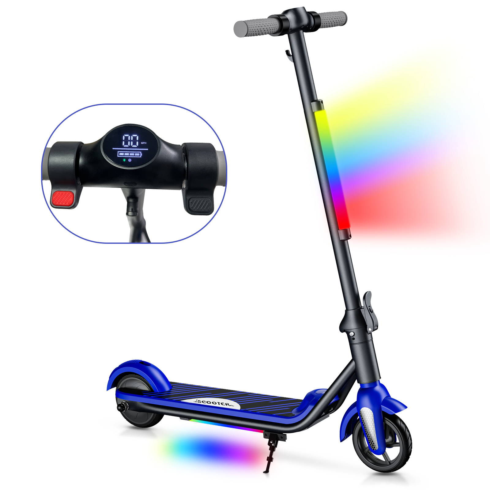 F6S Electric Scooter Children's Folding Electric Scooter, 8KM, 130W, LED Display, 14km/h