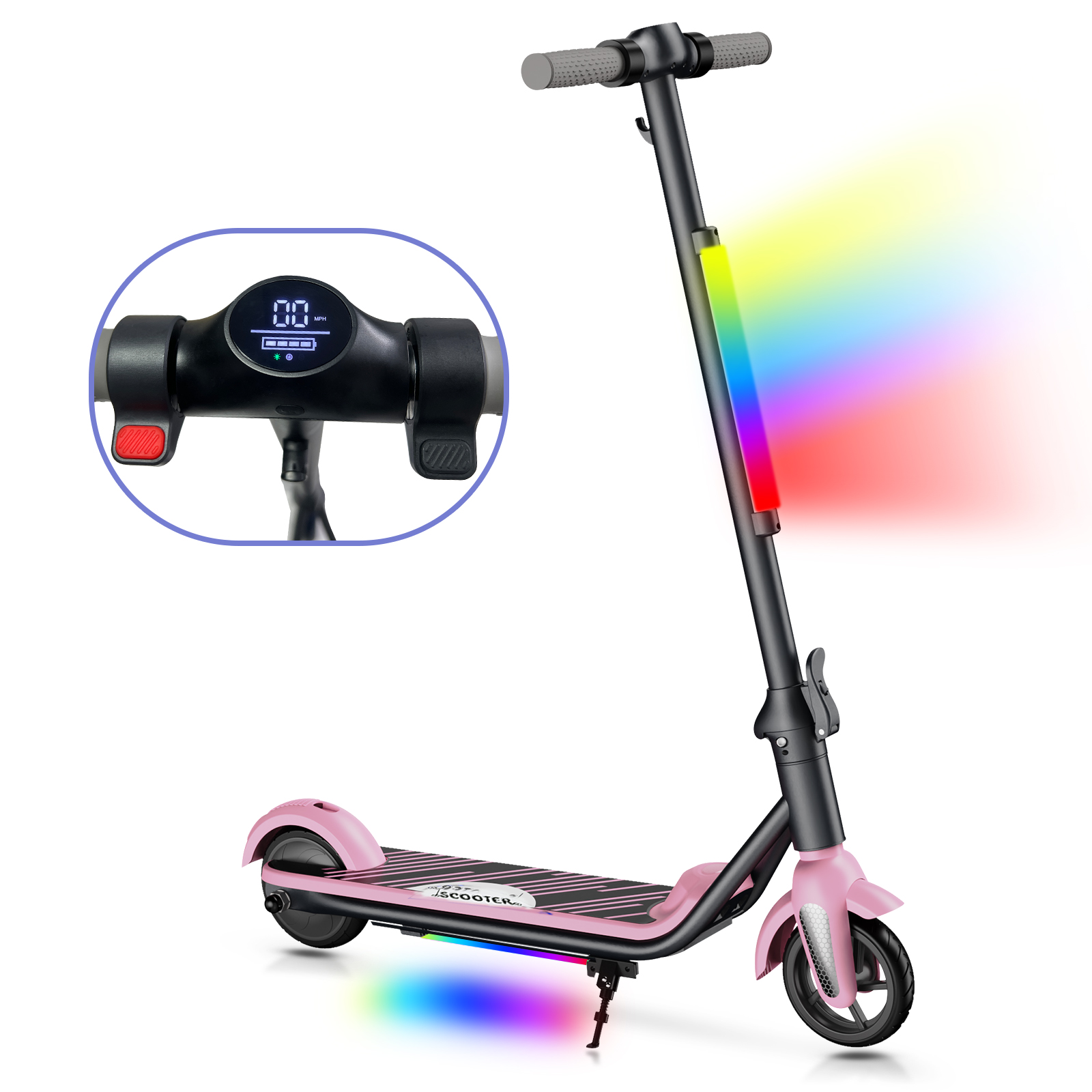 F6S Electric Scooter Children's Folding Electric Scooter, 8KM, 130W, LED Display, 14km/h