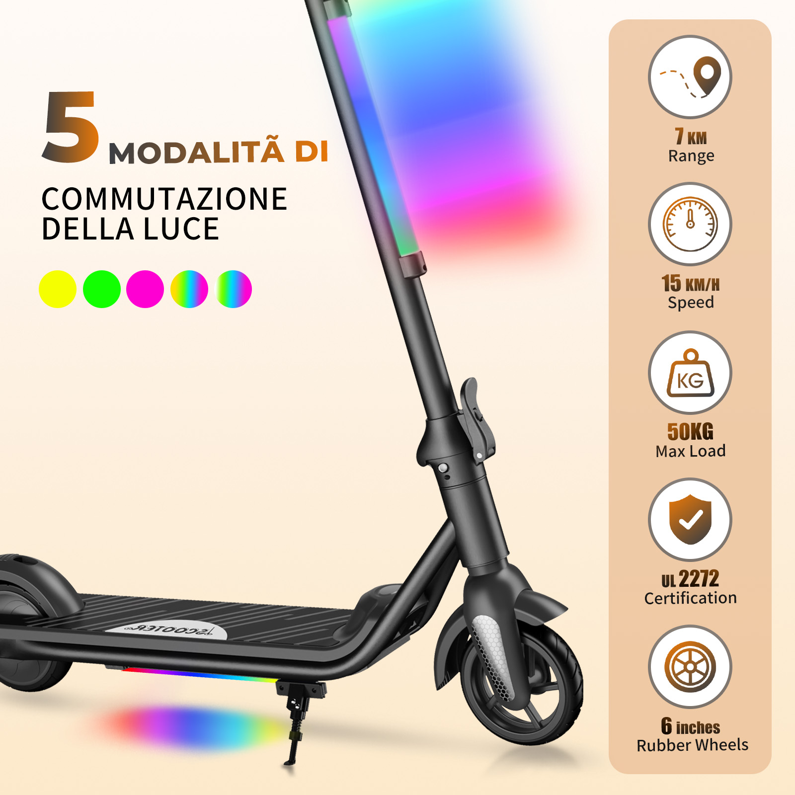 F6S Electric Scooter Children's Folding Electric Scooter, 8KM, 130W, LED Display, 14km/h
