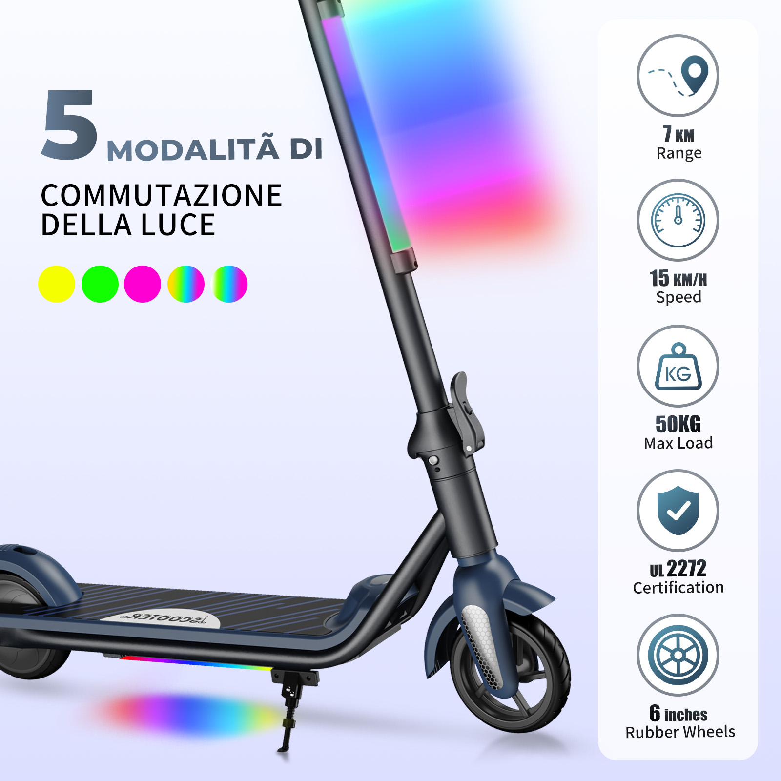 F6S Electric Scooter Children's Folding Electric Scooter, 8KM, 130W, LED Display, 14km/h