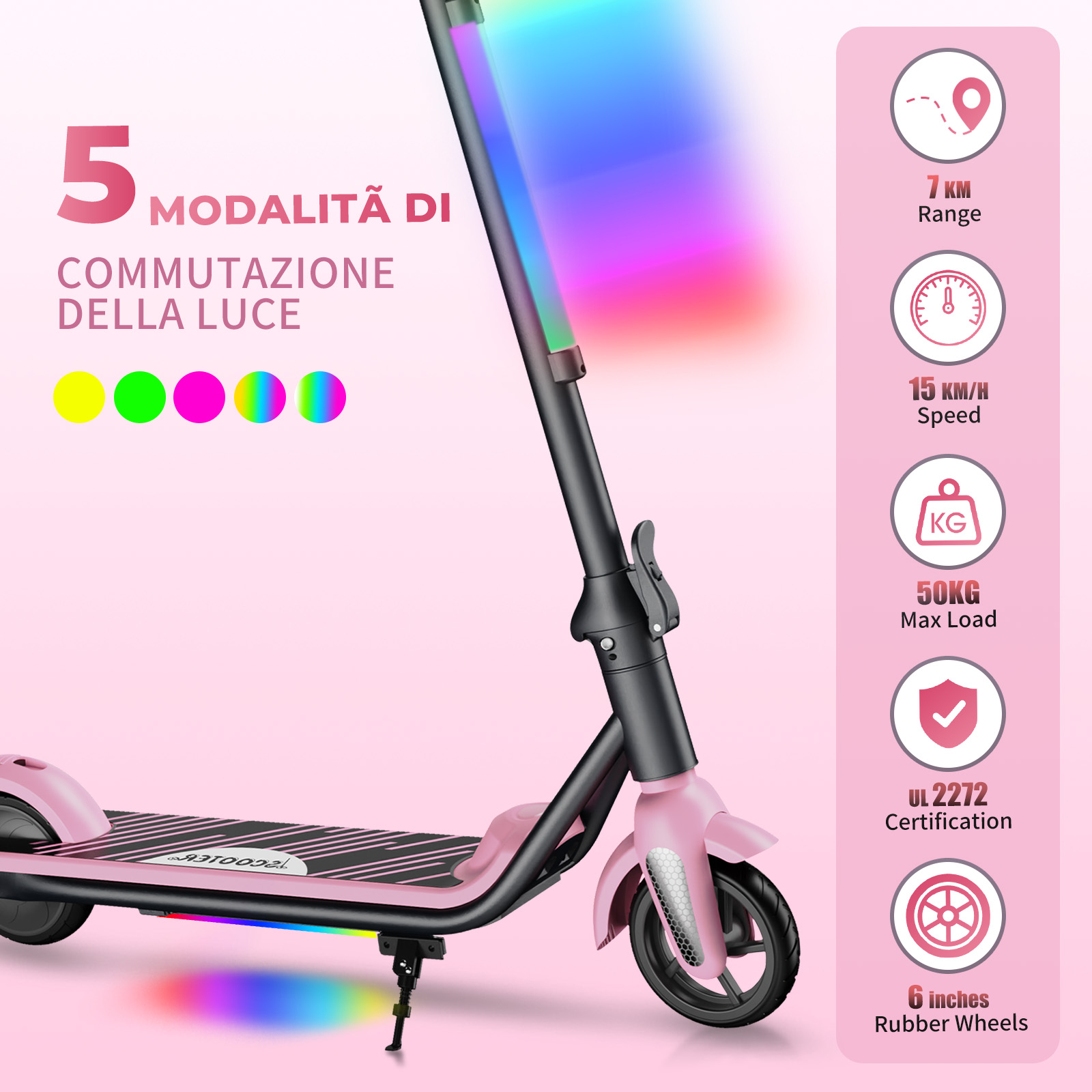 F6S Electric Scooter Children's Folding Electric Scooter, 8KM, 130W, LED Display, 14km/h