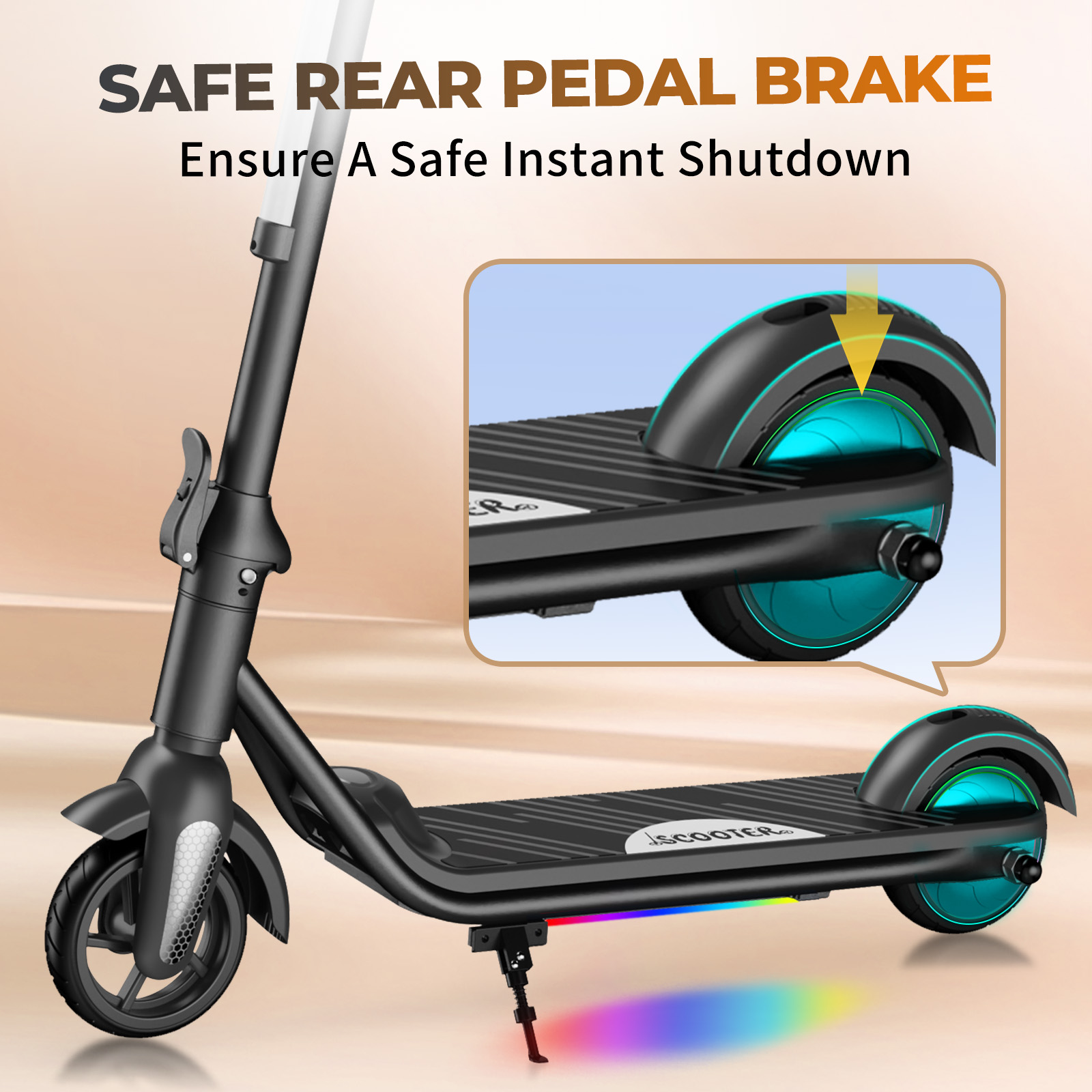 F6S Electric Scooter Children's Folding Electric Scooter, 8KM, 130W, LED Display, 14km/h