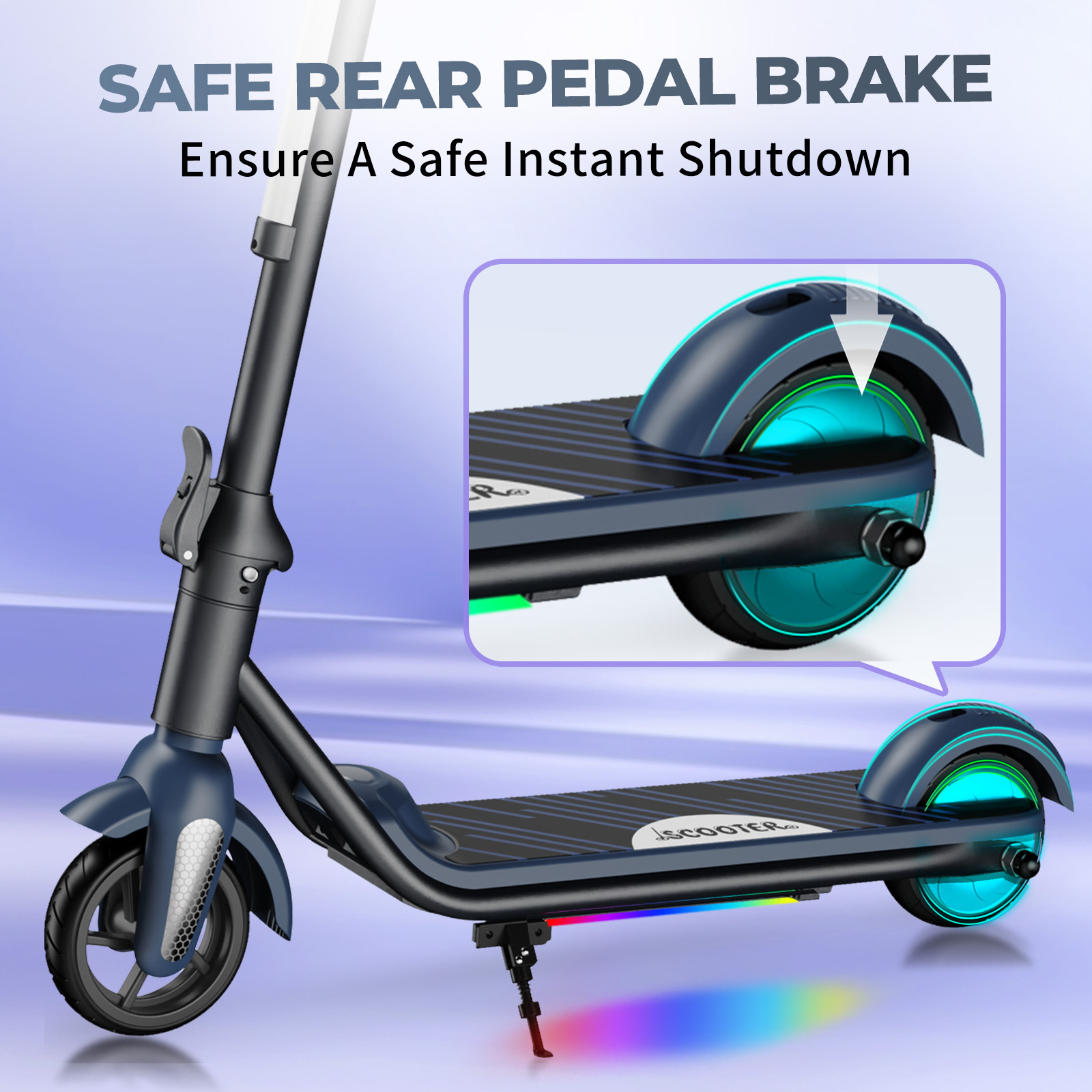 F6S Electric Scooter Children's Folding Electric Scooter, 8KM, 130W, LED Display, 14km/h