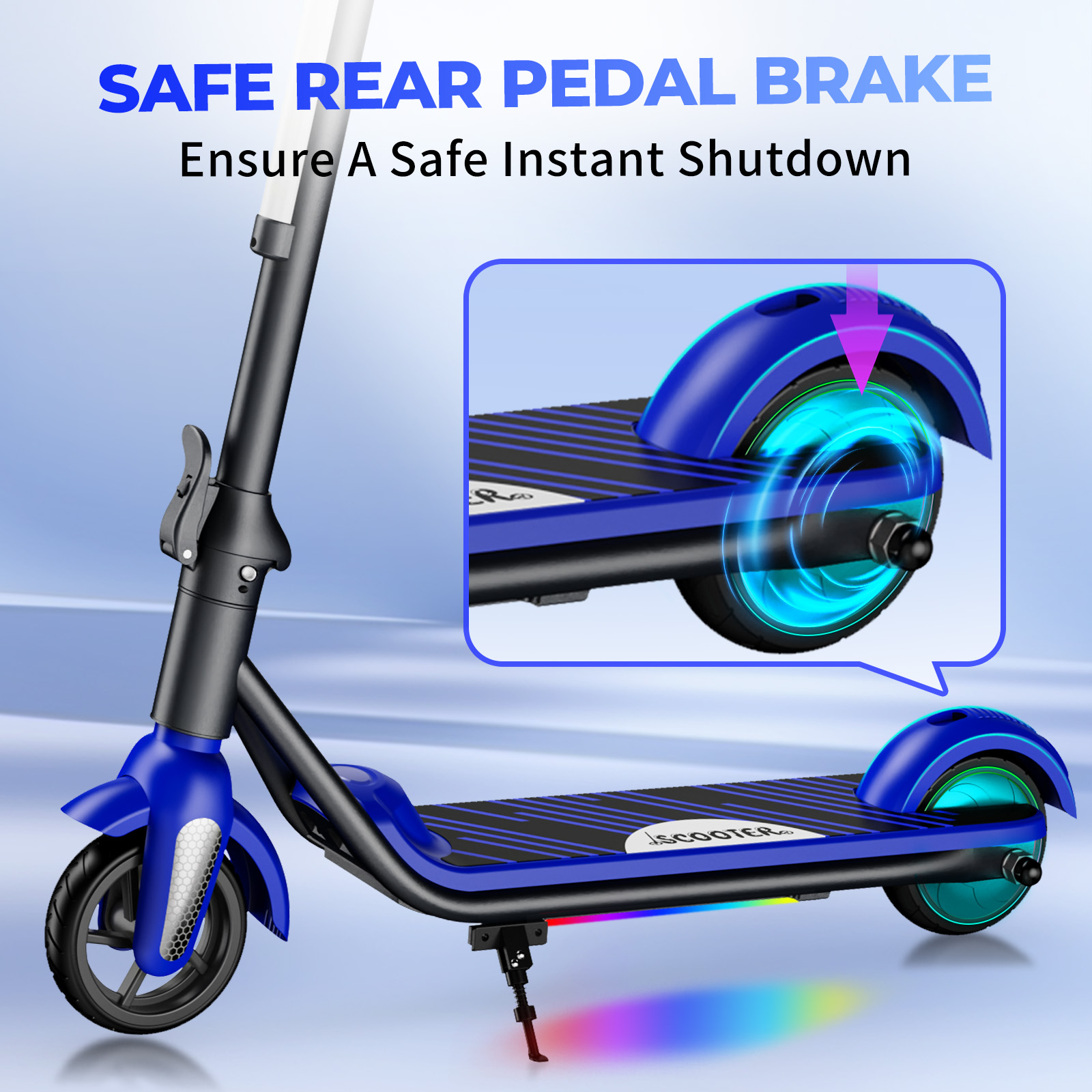 F6S Electric Scooter Children's Folding Electric Scooter, 8KM, 130W, LED Display, 14km/h