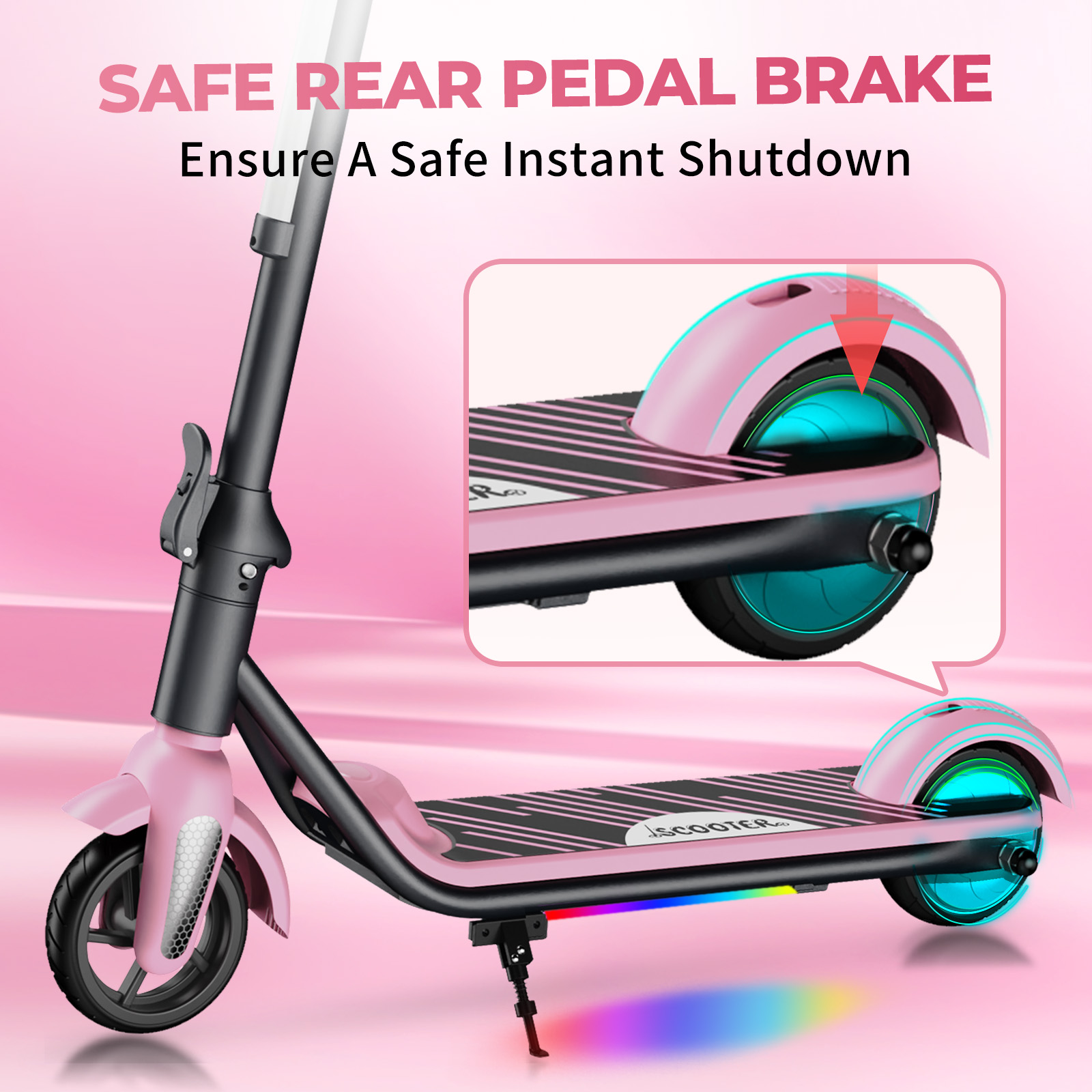 F6S Electric Scooter Children's Folding Electric Scooter, 8KM, 130W, LED Display, 14km/h