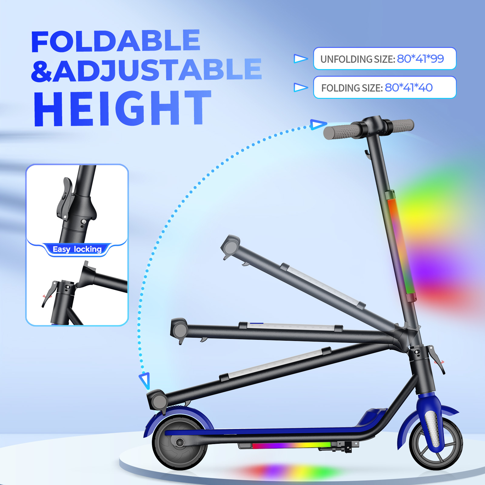 F6S Electric Scooter Children's Folding Electric Scooter, 8KM, 130W, LED Display, 14km/h