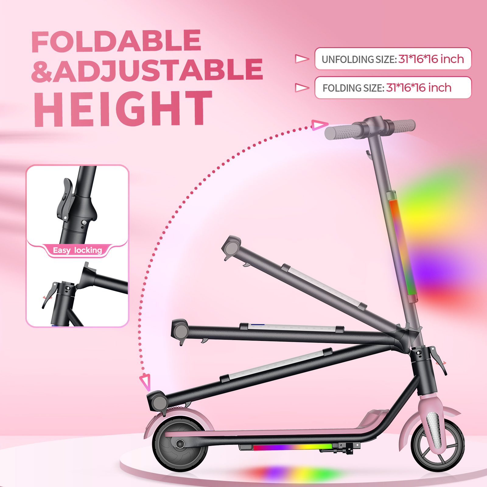 F6S Electric Scooter Children's Folding Electric Scooter, 8KM, 130W, LED Display, 14km/h