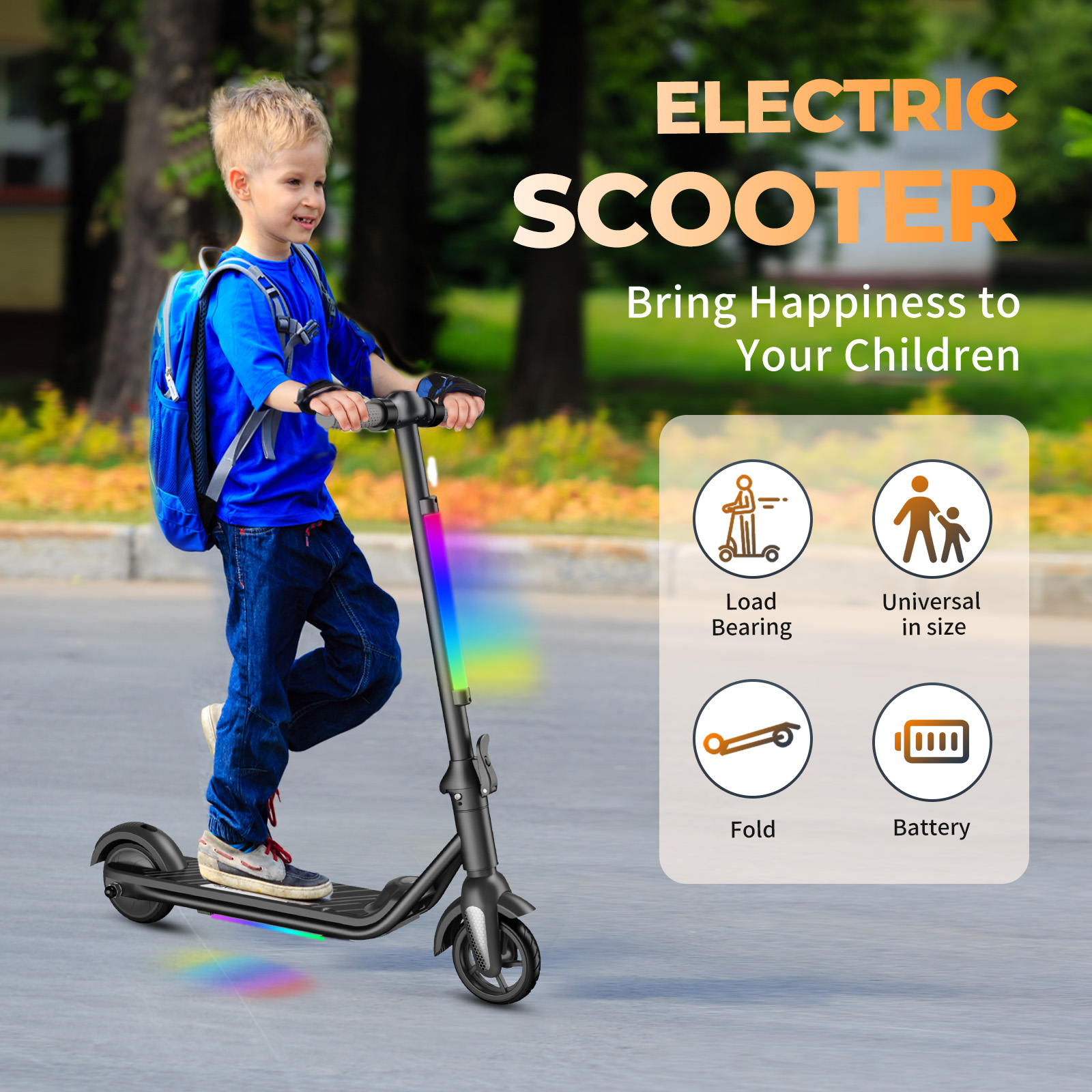 F6S Electric Scooter Children's Folding Electric Scooter, 8KM, 130W, LED Display, 14km/h