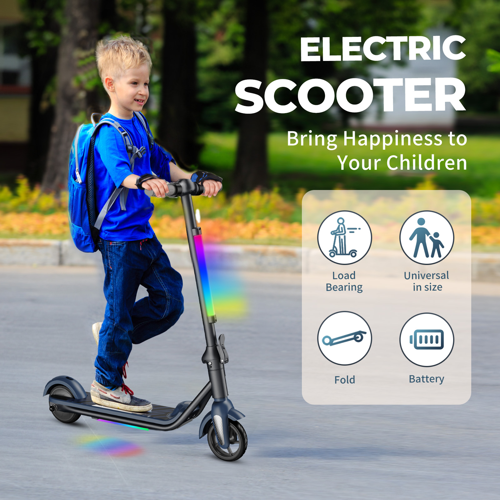 F6S Electric Scooter Children's Folding Electric Scooter, 8KM, 130W, LED Display, 14km/h