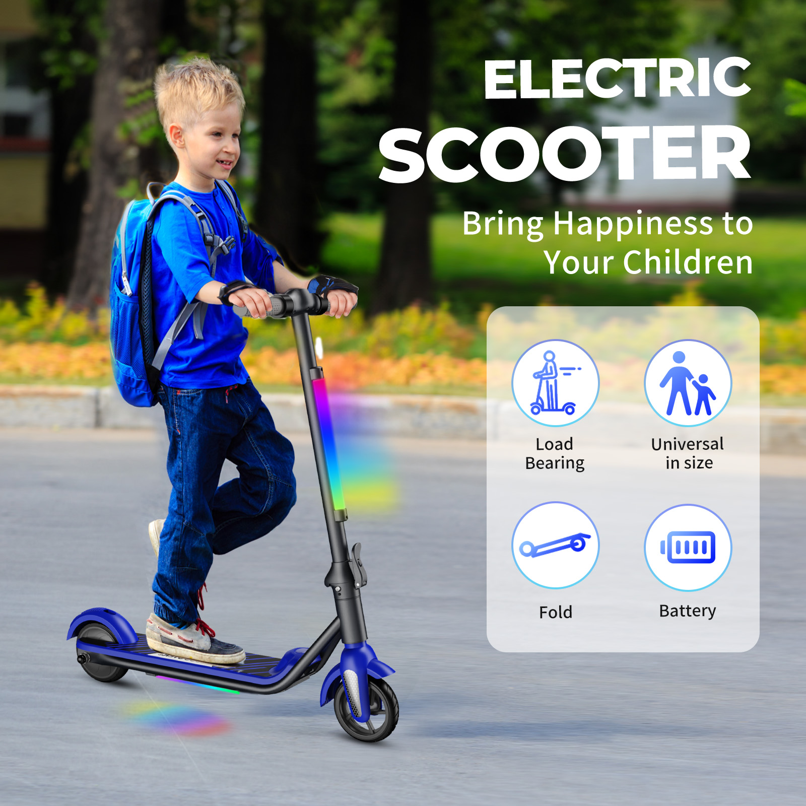 F6S Electric Scooter Children's Folding Electric Scooter, 8KM, 130W, LED Display, 14km/h