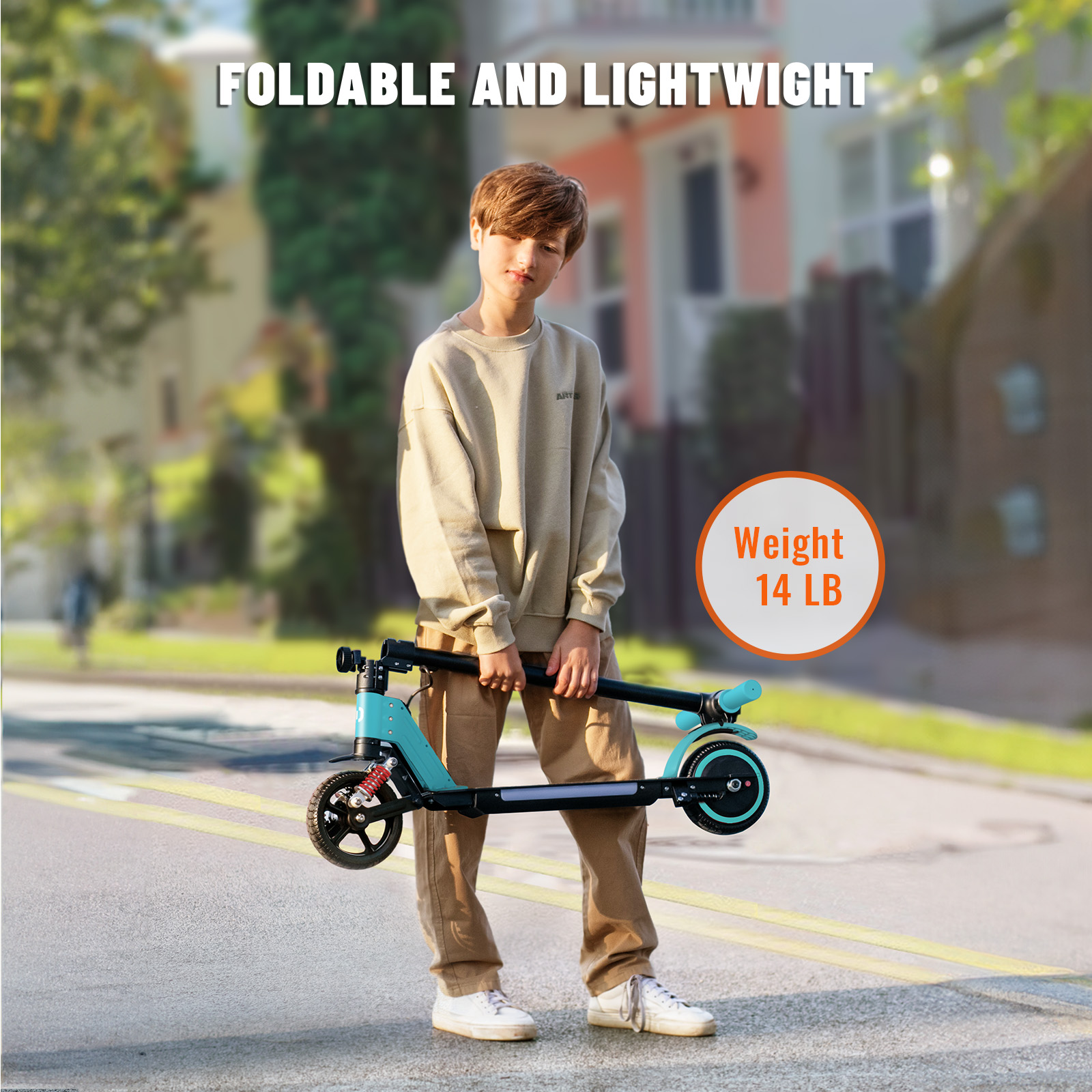 S5 Kids Electric Scooter, Foldable 6-12 Years Old Children Scooter with LED Display, Range 5-8km, Colorful LED Lights, Adjustable Height and Speed, Ideal Gift for Kids