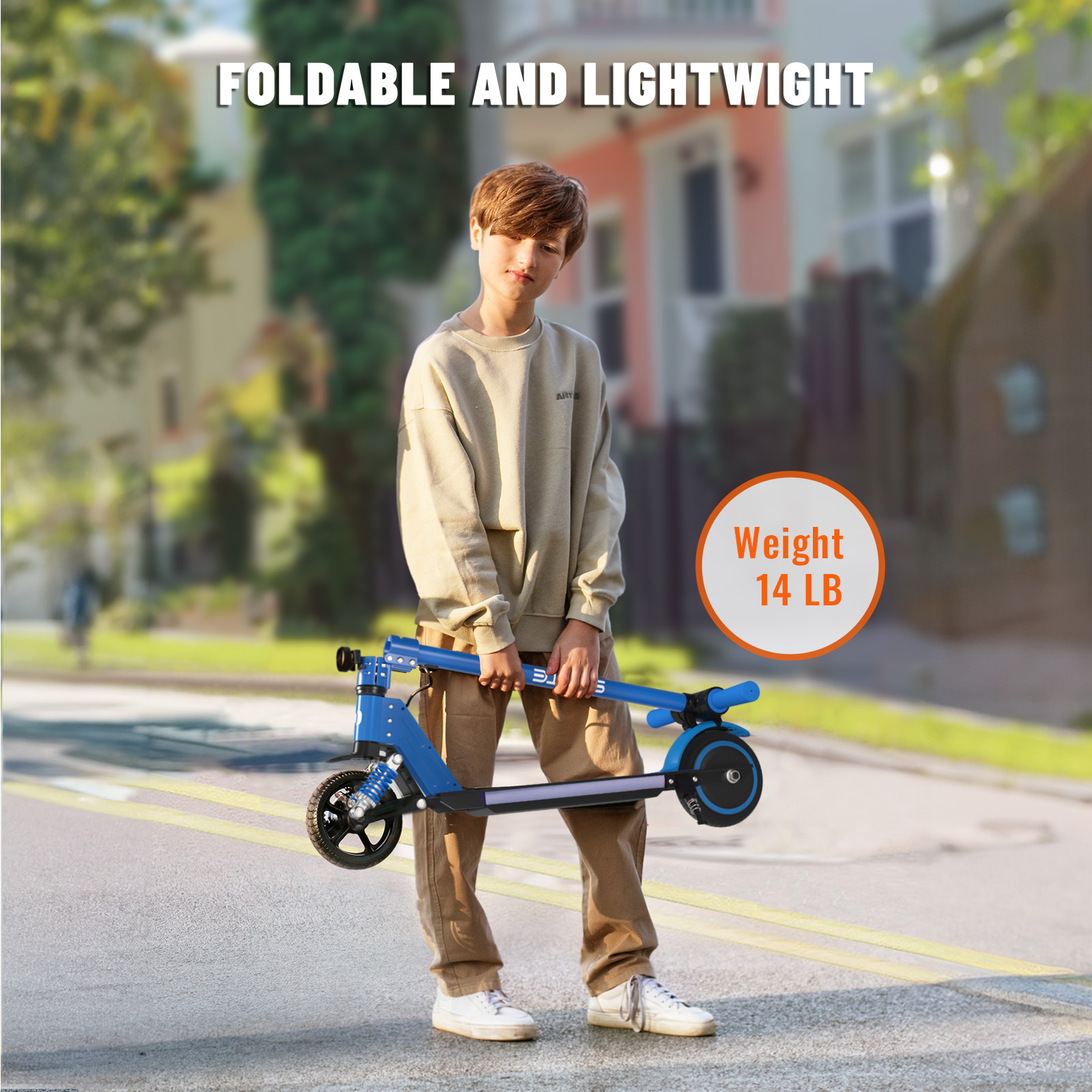 S5 Kids Electric Scooter, Foldable 6-12 Years Old Children Scooter with LED Display, Range 5-8km, Colorful LED Lights, Adjustable Height and Speed, Ideal Gift for Kids