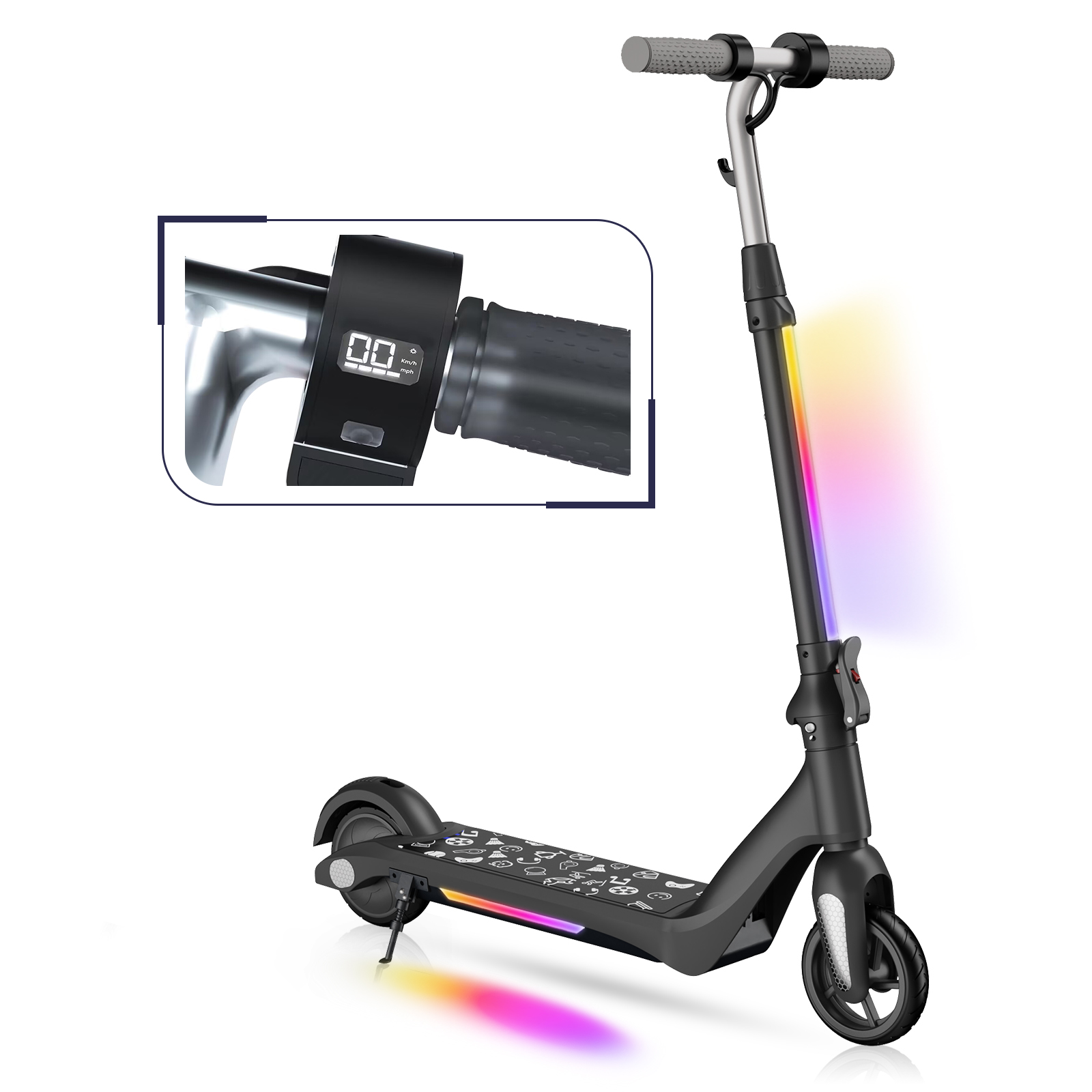 F6 Kids Electric Scooter UK Folding Youth Electric Scooter 80W 12km/h LED Display