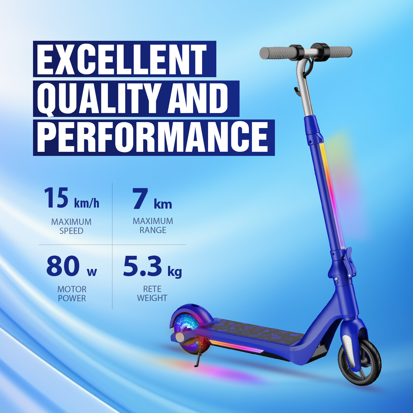 F6 Kids Electric Scooter UK Folding Youth Electric Scooter 80W 12km/h LED Display