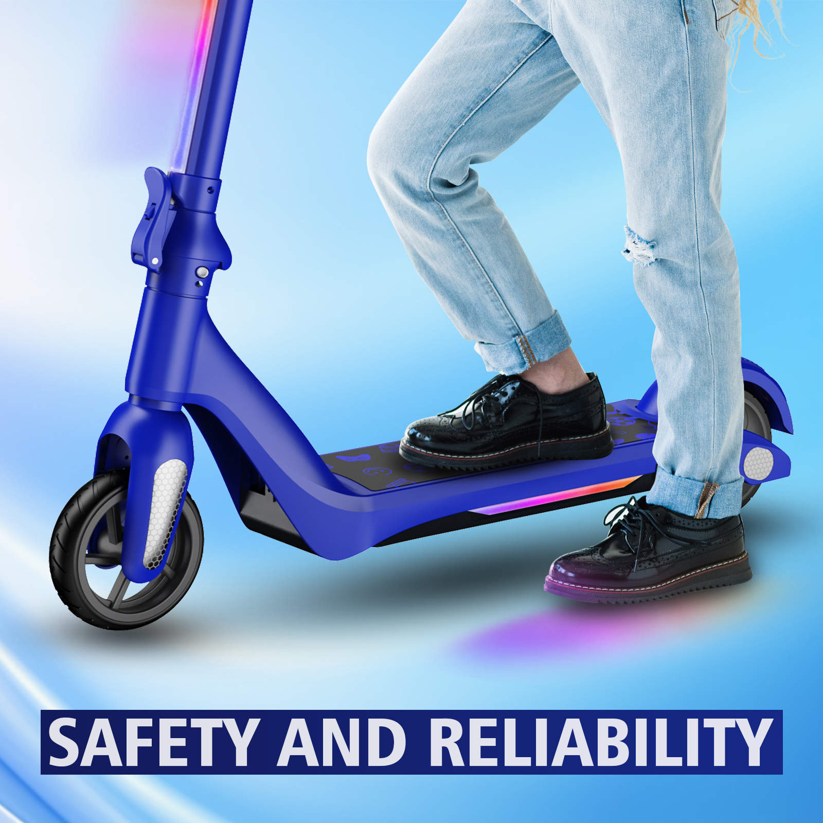 F6 Kids Electric Scooter UK Folding Youth Electric Scooter 80W 12km/h LED Display