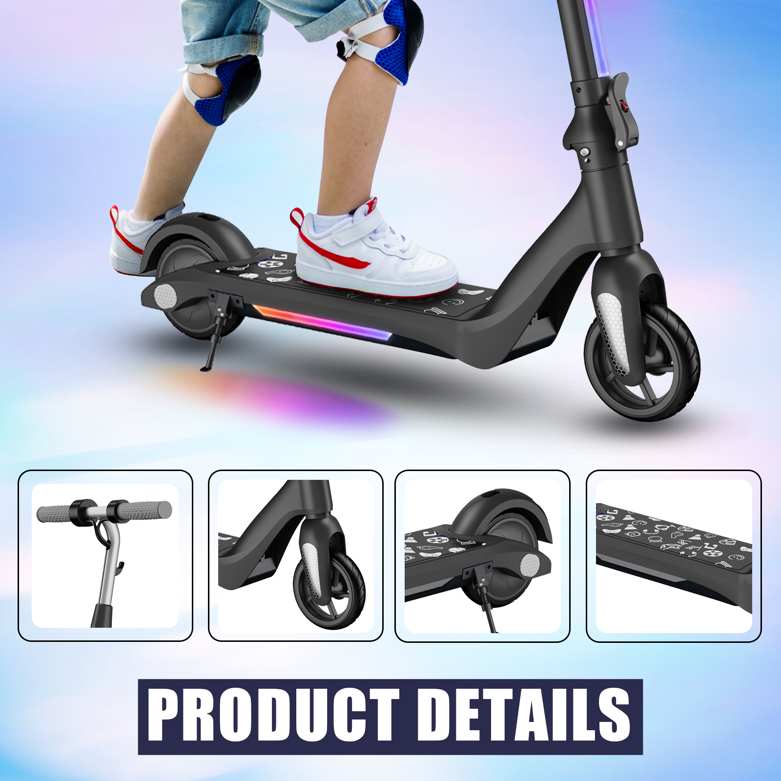 F6 Kids Electric Scooter UK Folding Youth Electric Scooter 80W 12km/h LED Display