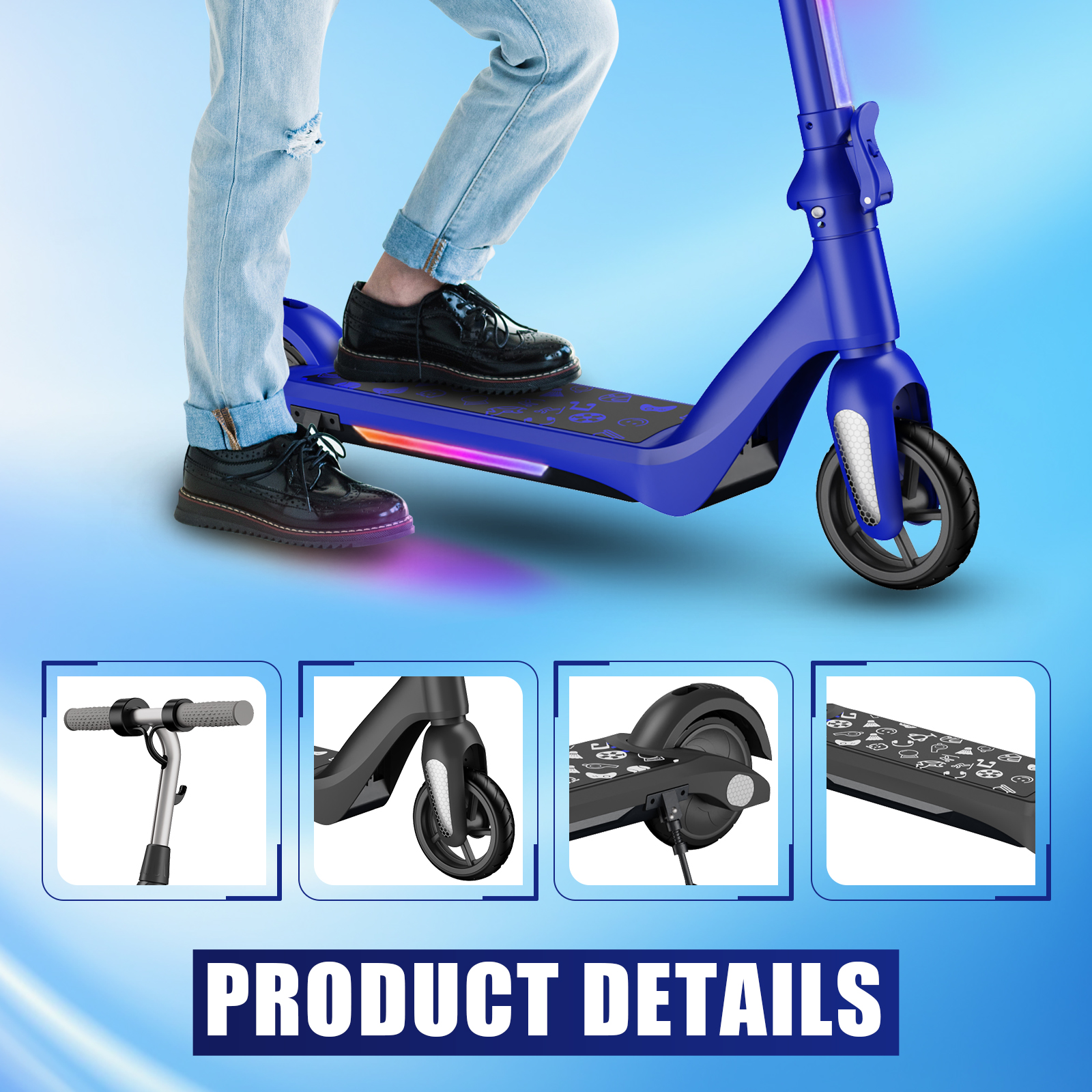 F6 Kids Electric Scooter UK Folding Youth Electric Scooter 80W 12km/h LED Display