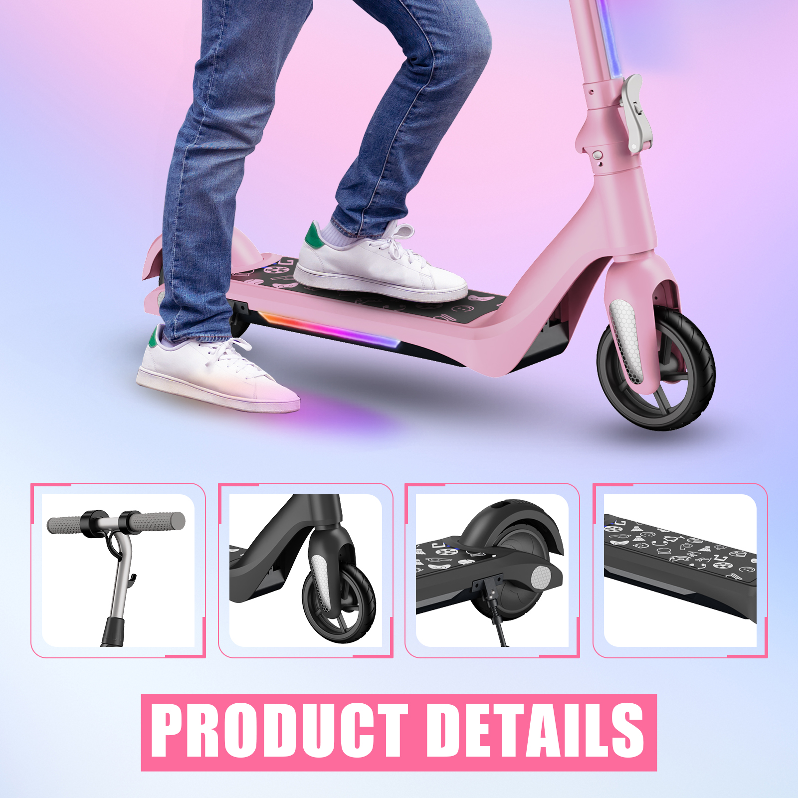 F6 Kids Electric Scooter UK Folding Youth Electric Scooter 80W 12km/h LED Display