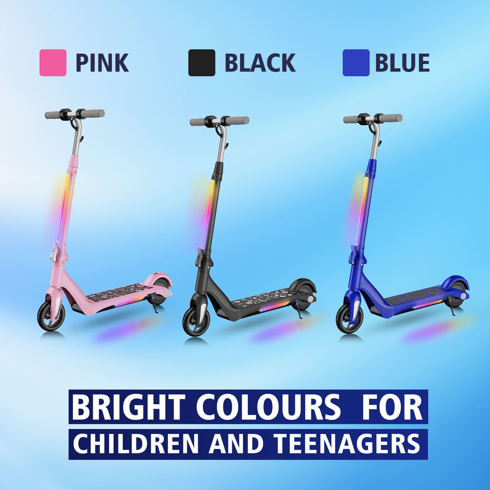 F6 Kids Electric Scooter UK Folding Youth Electric Scooter 80W 12km/h LED Display