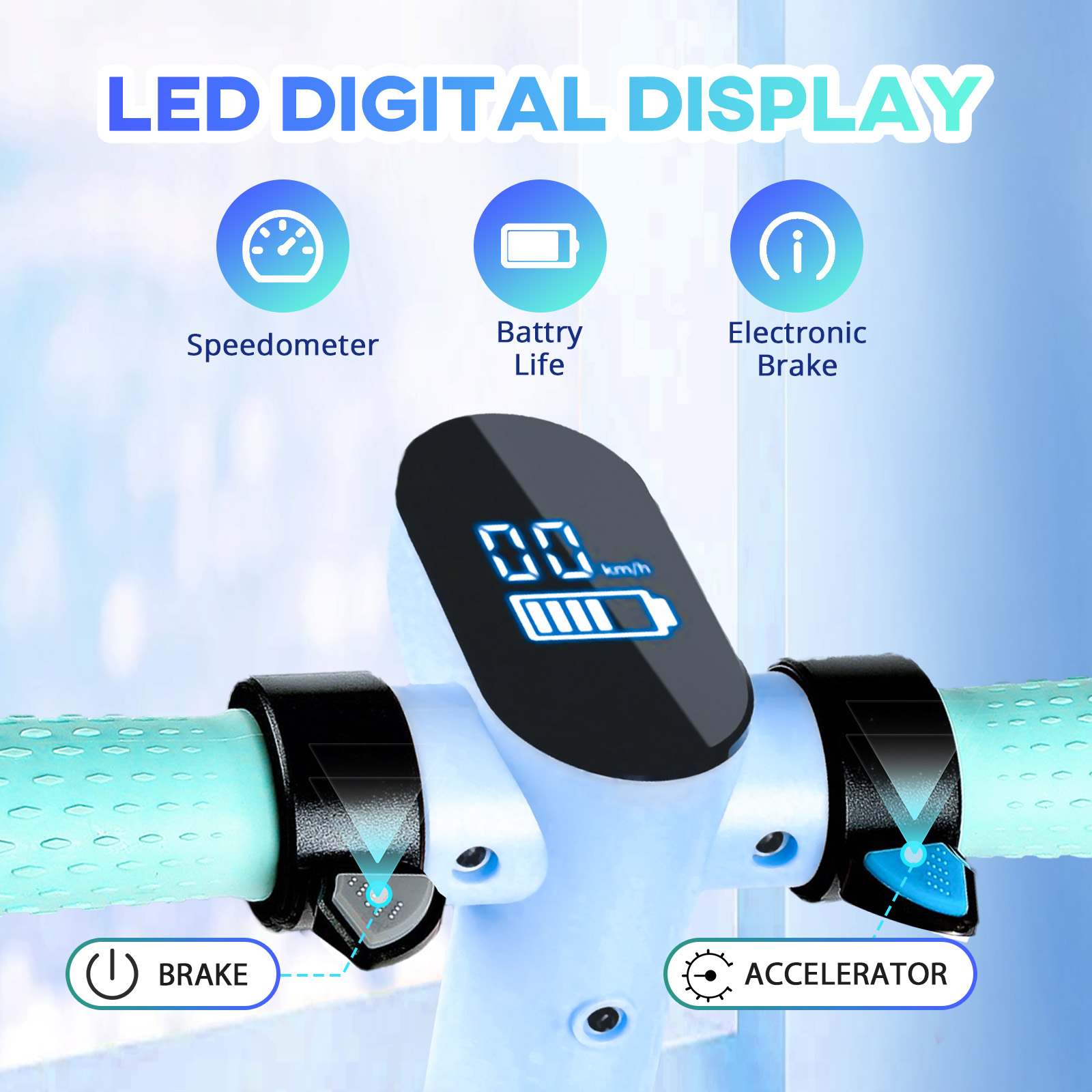 S3 Electric Scooter for Kids Ages 8-16 UK Electric Scooter 14 km/h LED Display Light 130W