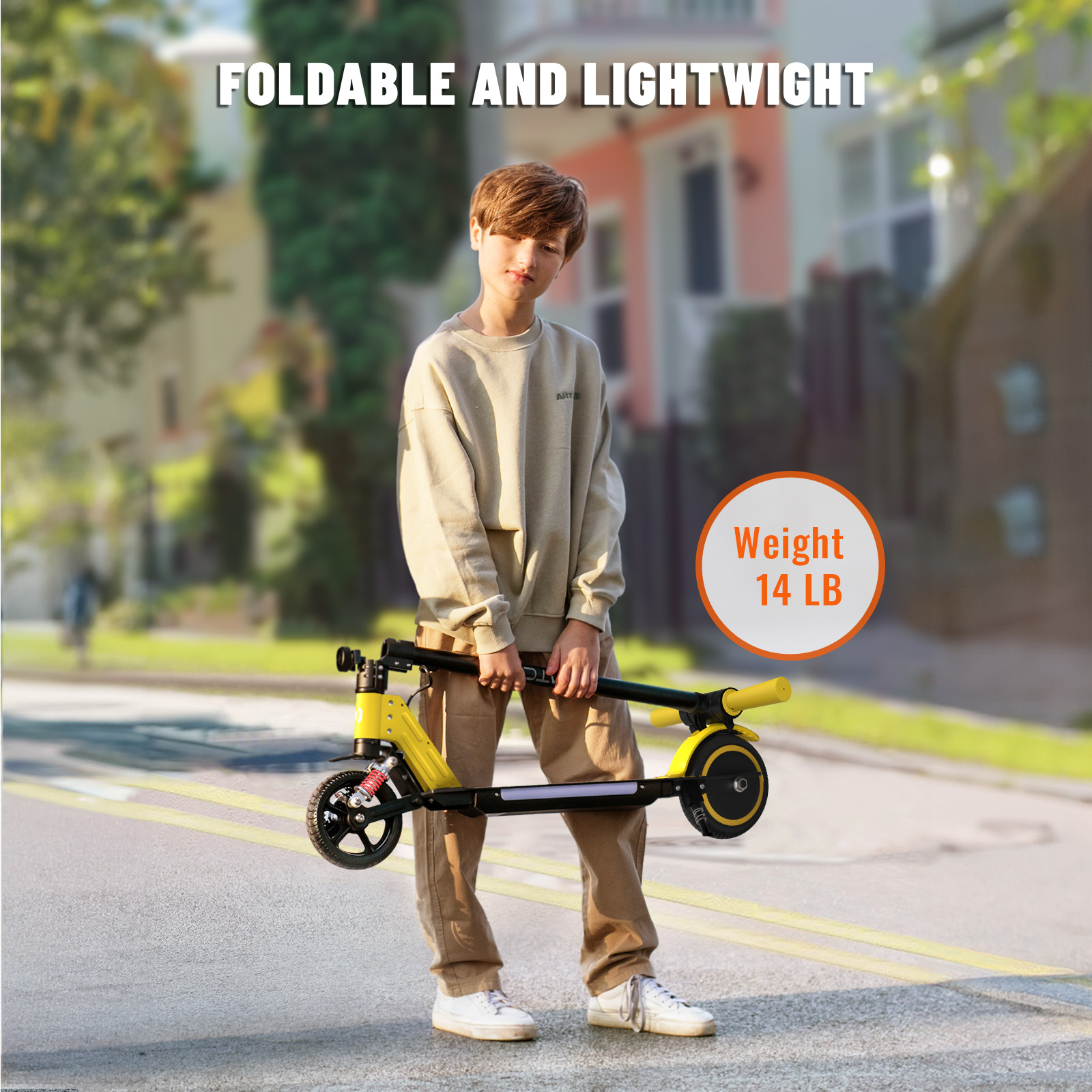 S5 Kids Electric Scooter, Foldable 6-12 Years Old Children Scooter with LED Display, Range 5-8km, Colorful LED Lights, Adjustable Height and Speed, Ideal Gift for Kids