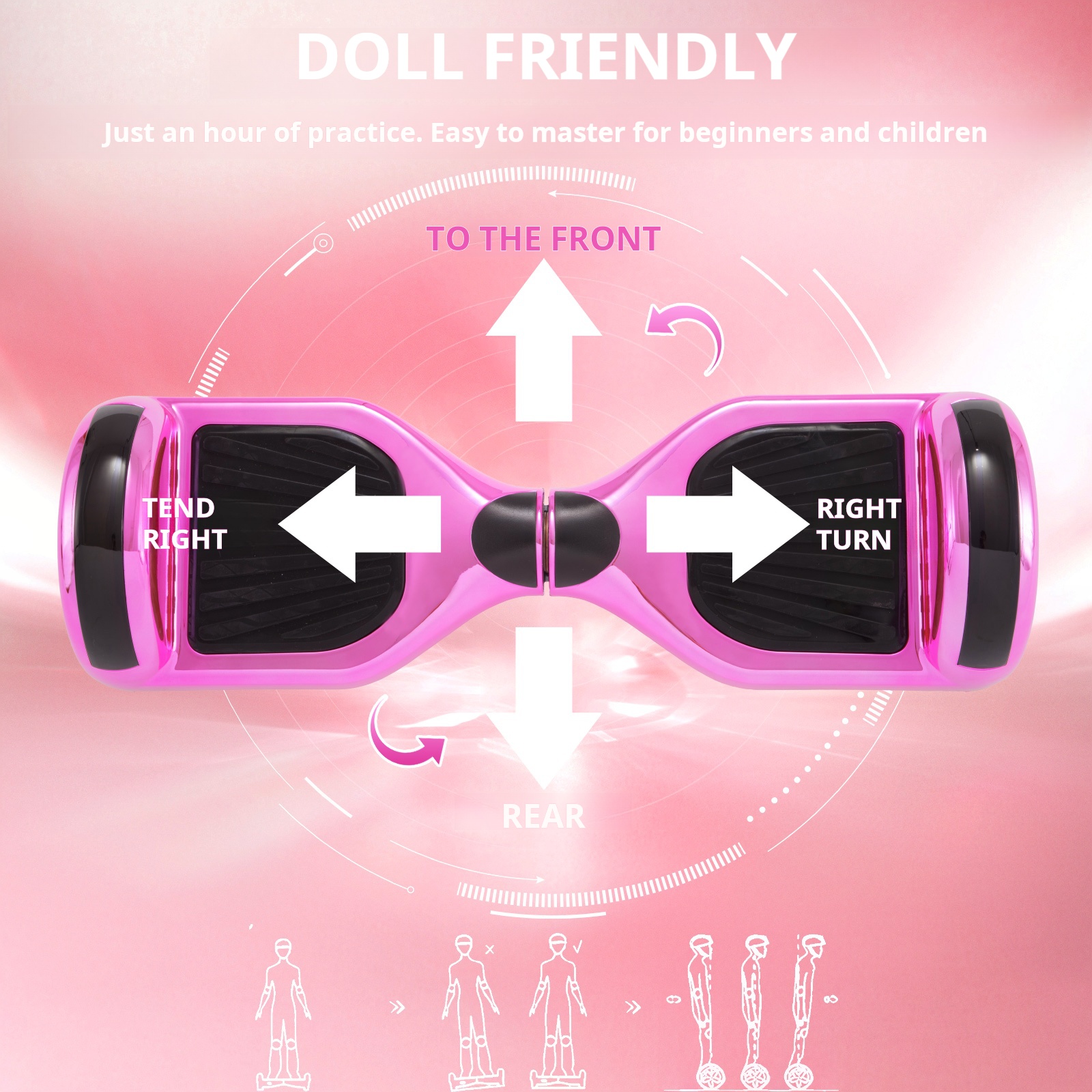 Hoverboards New 6.5" pink hoverboard with Bluetooth music speaker and LED light – 500W 12km/h