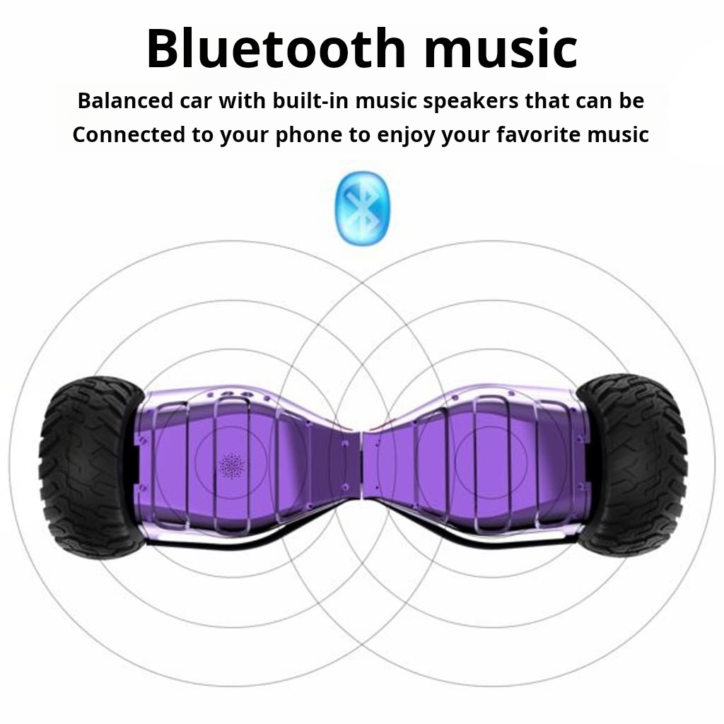 8.5" purple off-road hoverboard with Bluetooth, music speaker and LED lights – 700W 15km/h