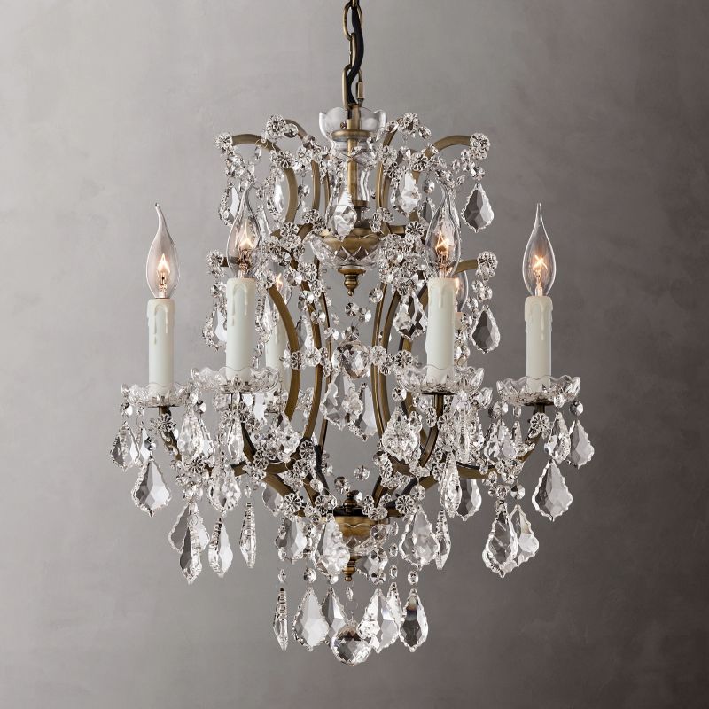 19TH C.Clear Royal Cut Crystal Round Chandelier 18" 