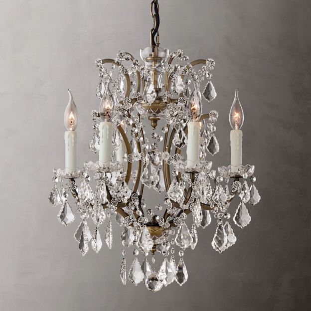 19TH C.Clear Royal Cut Crystal Round Chandelier 18" 