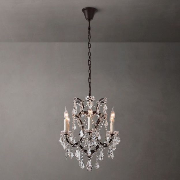 19TH C.Clear Royal Cut Crystal Round Chandelier 18" 