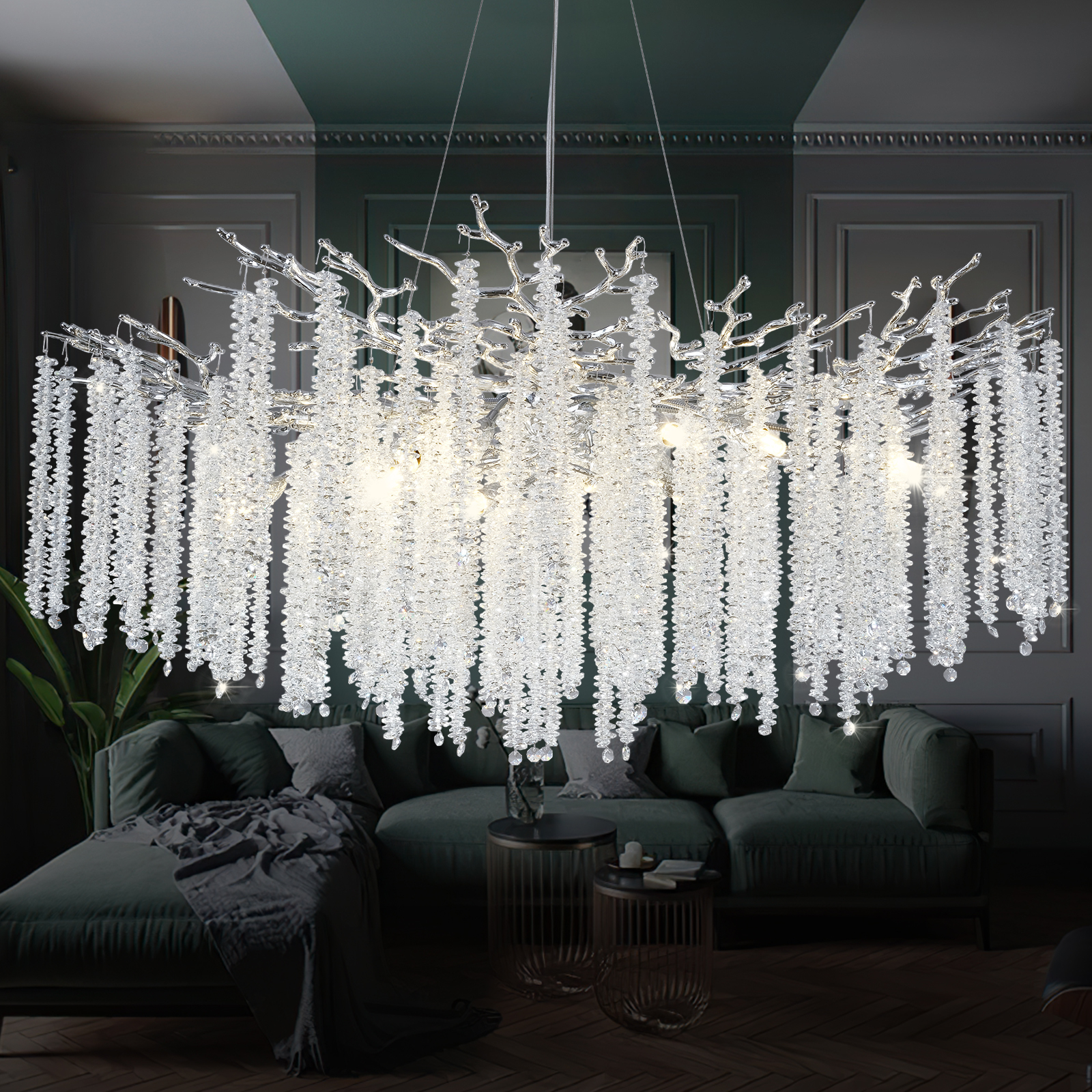 Snow Tree Branch Crystal Gold/Silver Chandelier for All Rooms 40''