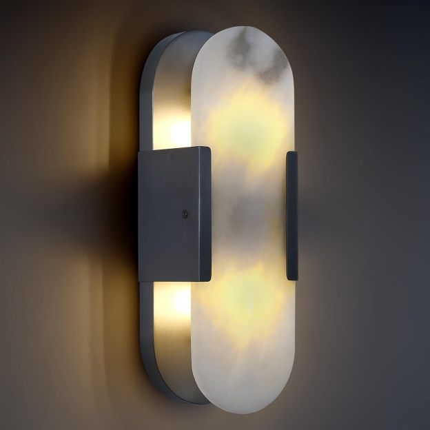 Oval Shaped Alabaster Wall Sconces 13.8" 19.7"