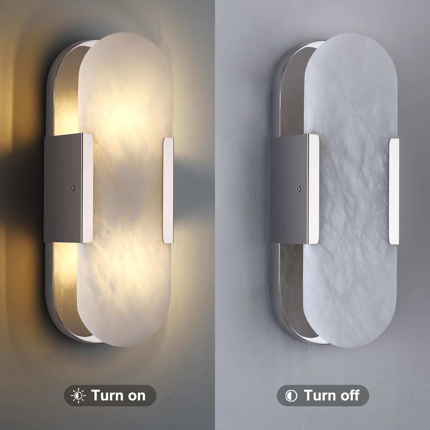 Oval Shaped Alabaster Wall Sconces 13.8" 19.7"