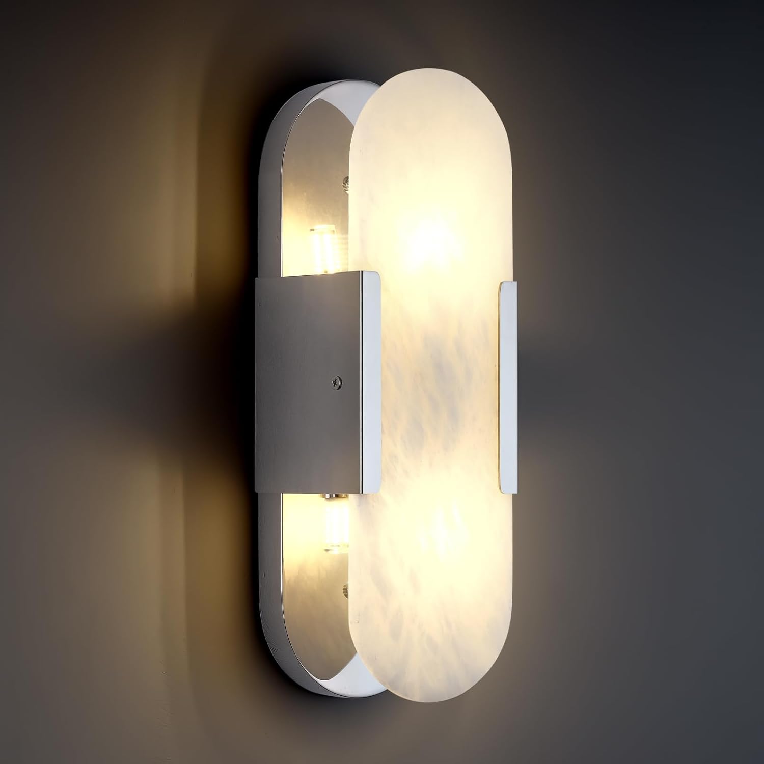 Oval Shaped Alabaster Wall Sconces 13.8" 19.7"