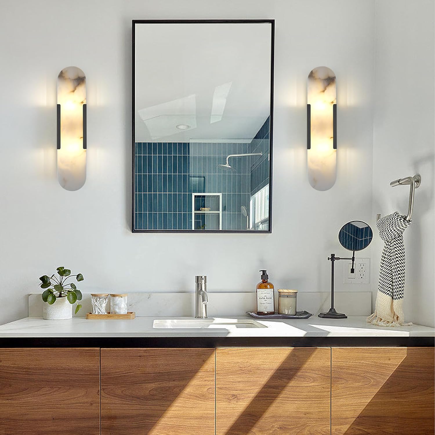 Oval Shaped Alabaster Wall Sconces 13.8" 19.7"