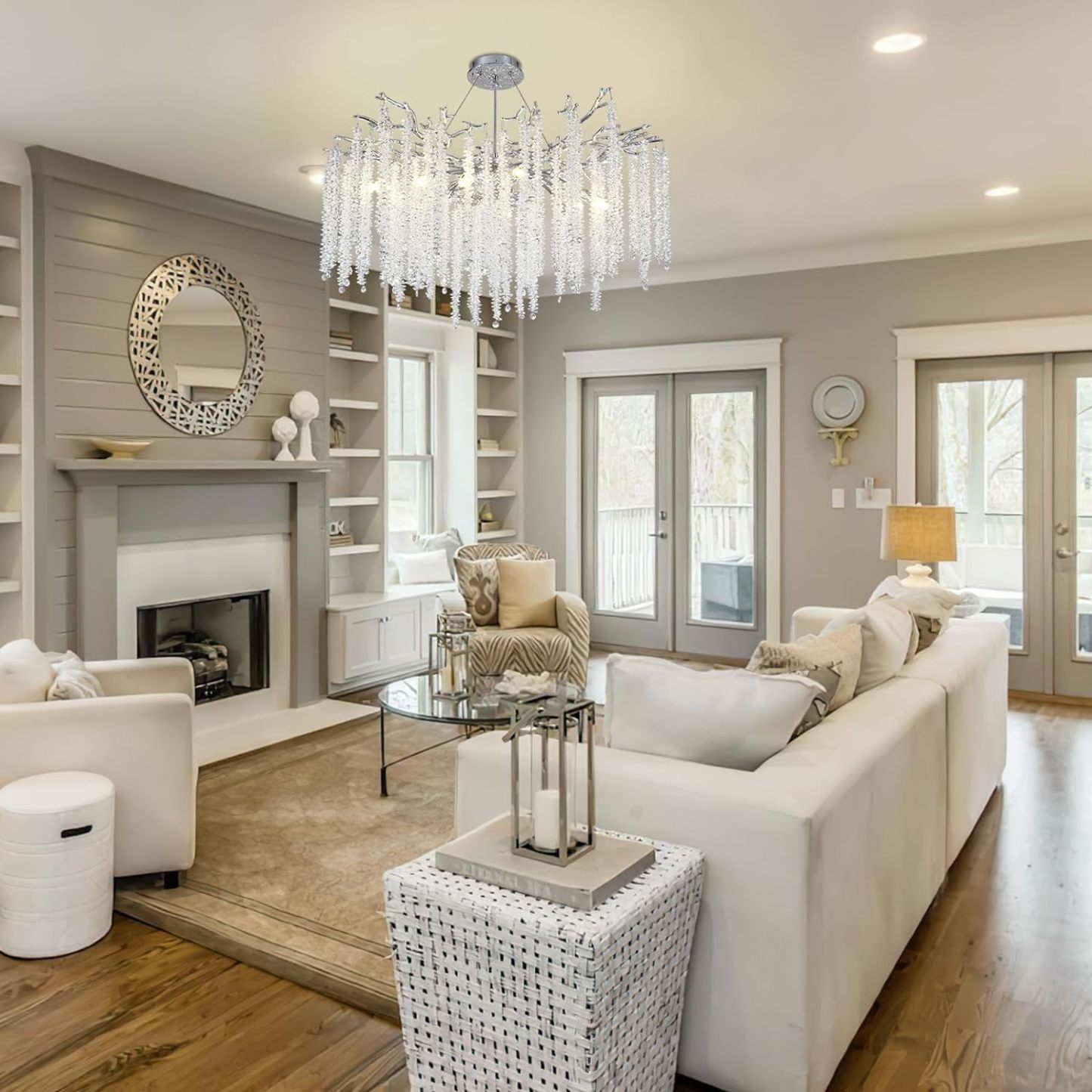 Silver Snow Tree Branches Chandelier for All Rooms 30''