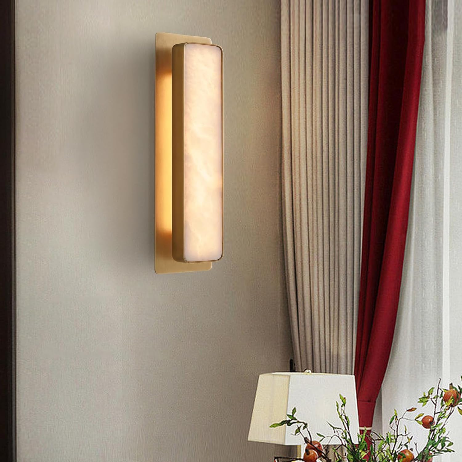 Retangular Alabaster Wall Sconce for All Rooms 20''H