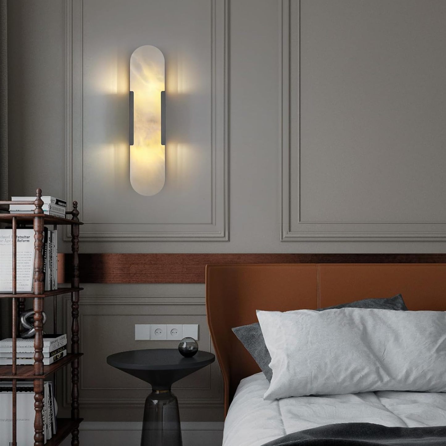 Oval Shaped Alabaster Wall Sconces 13.8" 19.7"