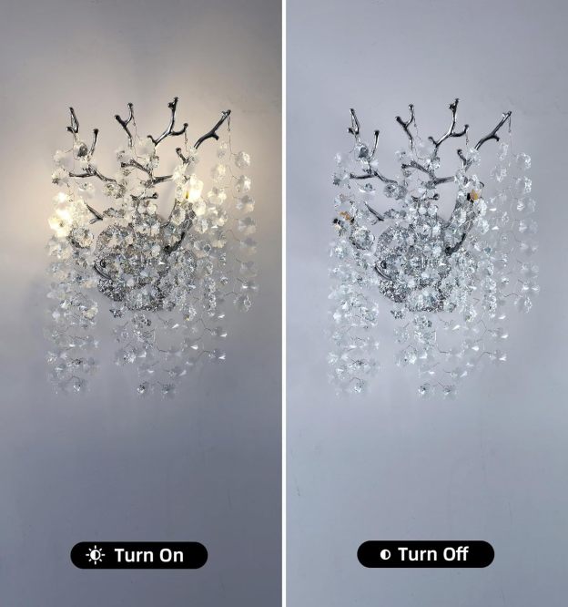 Snow Tree Branch Crystal Gold/Silver Wall Sconce