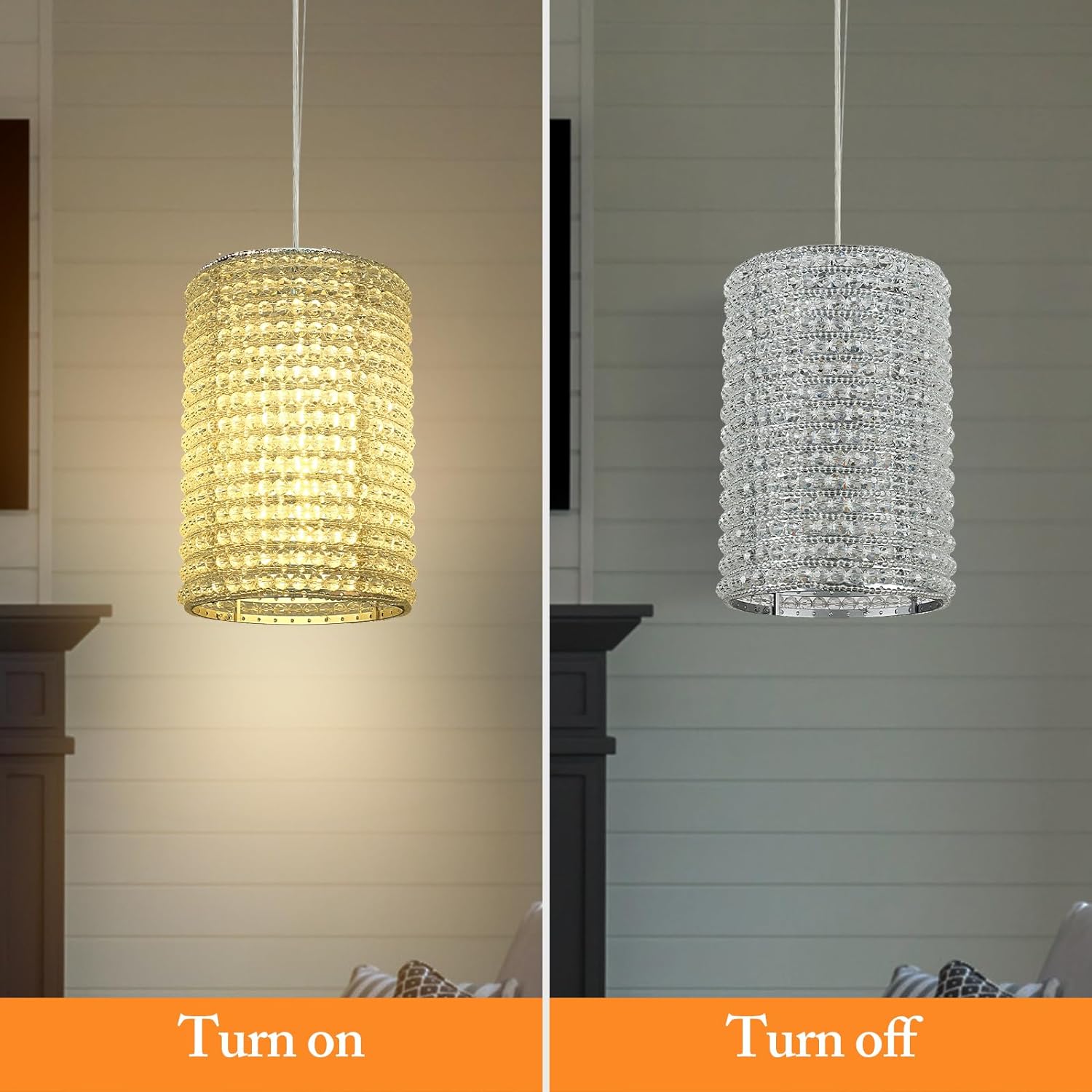 Grey/Clear K9 Crystal Beads Pendant Lights 12"