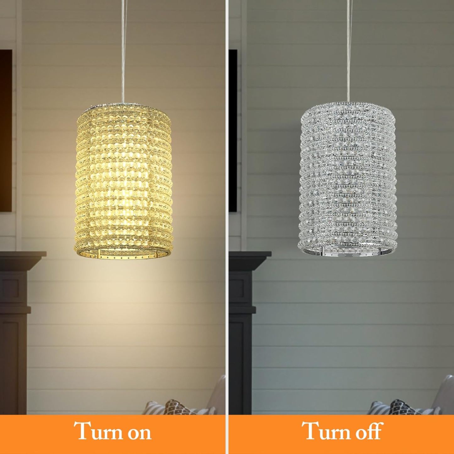 Grey/Clear K9 Crystal Beads Pendant Lights 12"