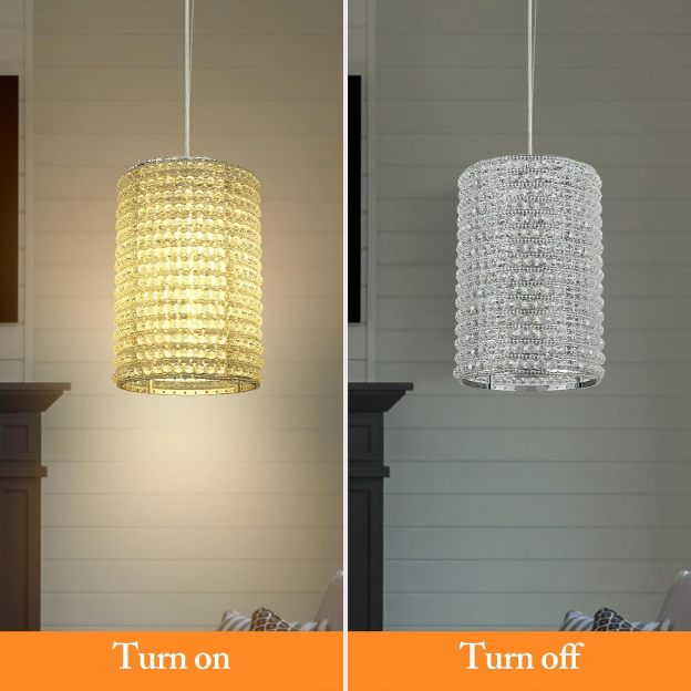 Grey/Clear K9 Crystal Beads Pendant Lights 12"