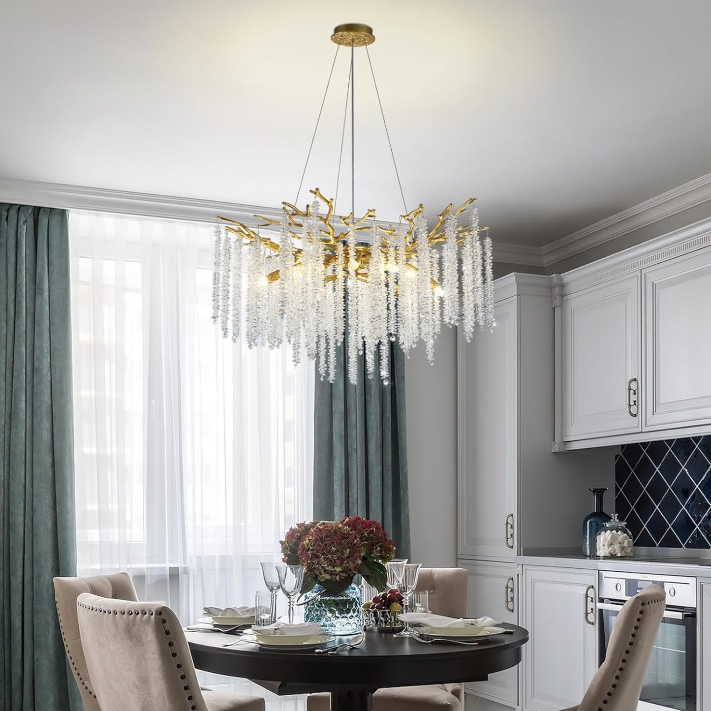 Snow Tree Branch Crystal Gold Chandeliers for All Rooms 30''