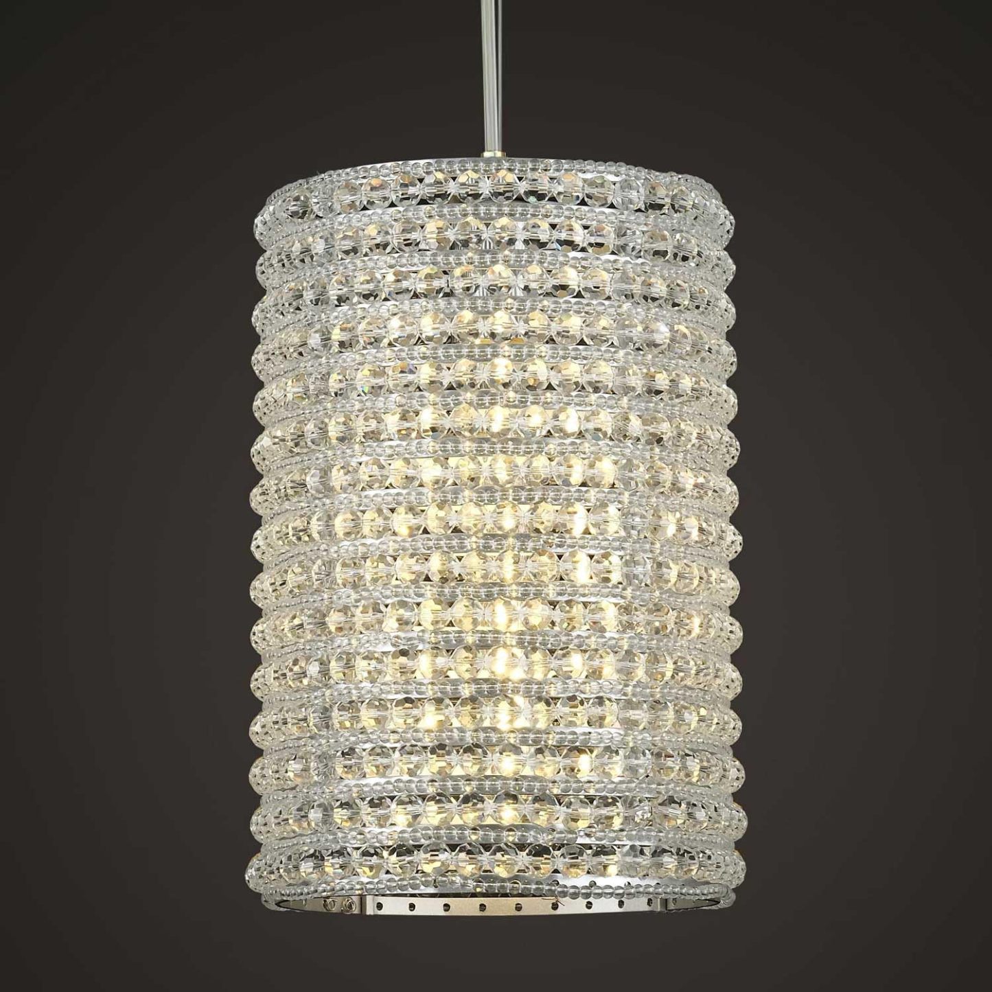 Grey/Clear K9 Crystal Beads Pendant Lights 12"