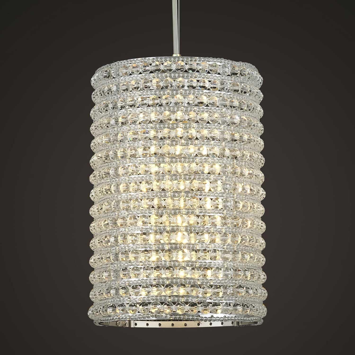 Grey/Clear K9 Crystal Beads Pendant Lights 12"