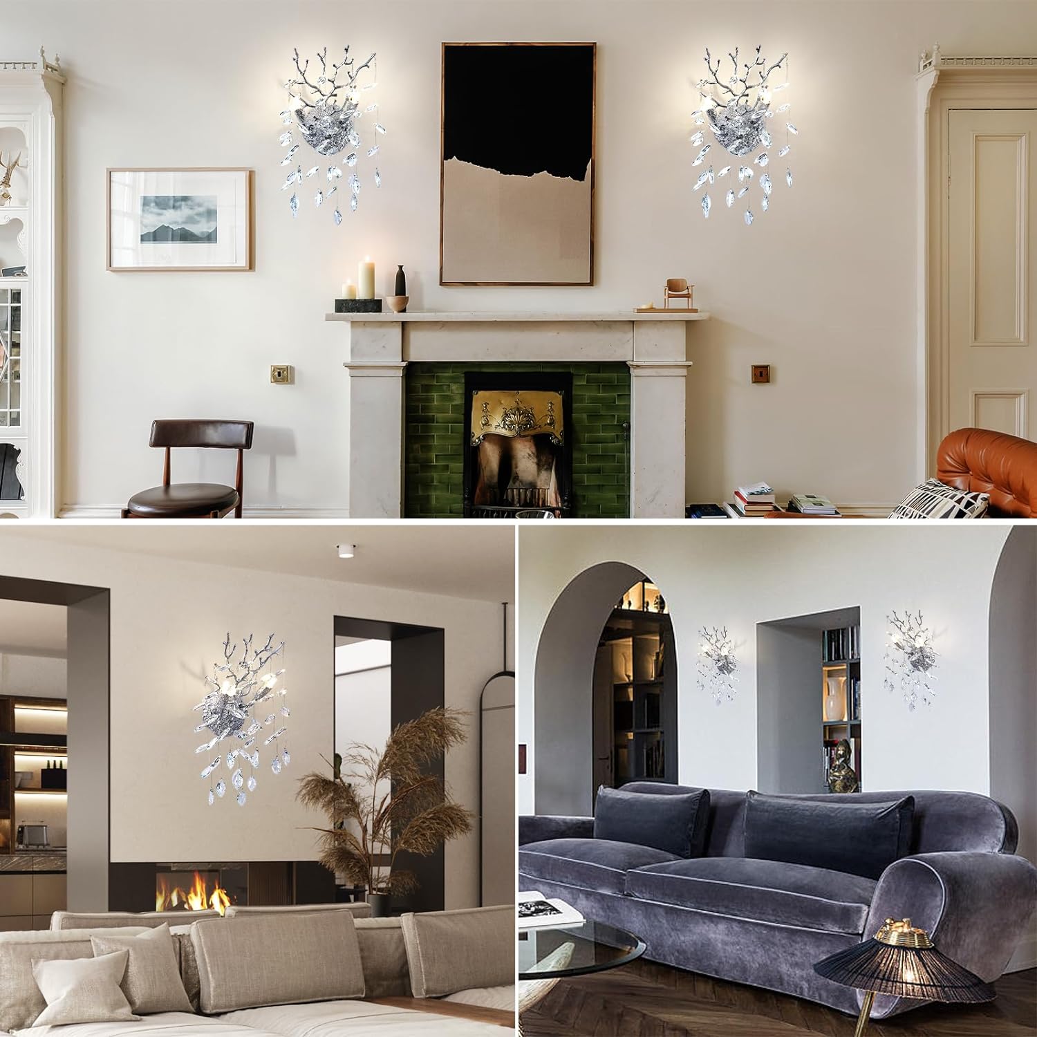 Ice Eye Crystal Gold/Silver Wall Sconce for All Rooms 10"H