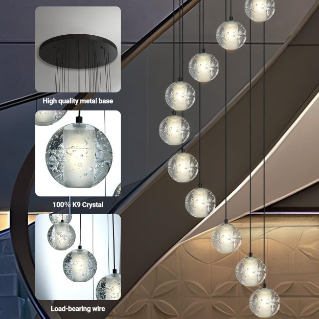 Pearl Ball 14-Light High Ceiling Chandelier
